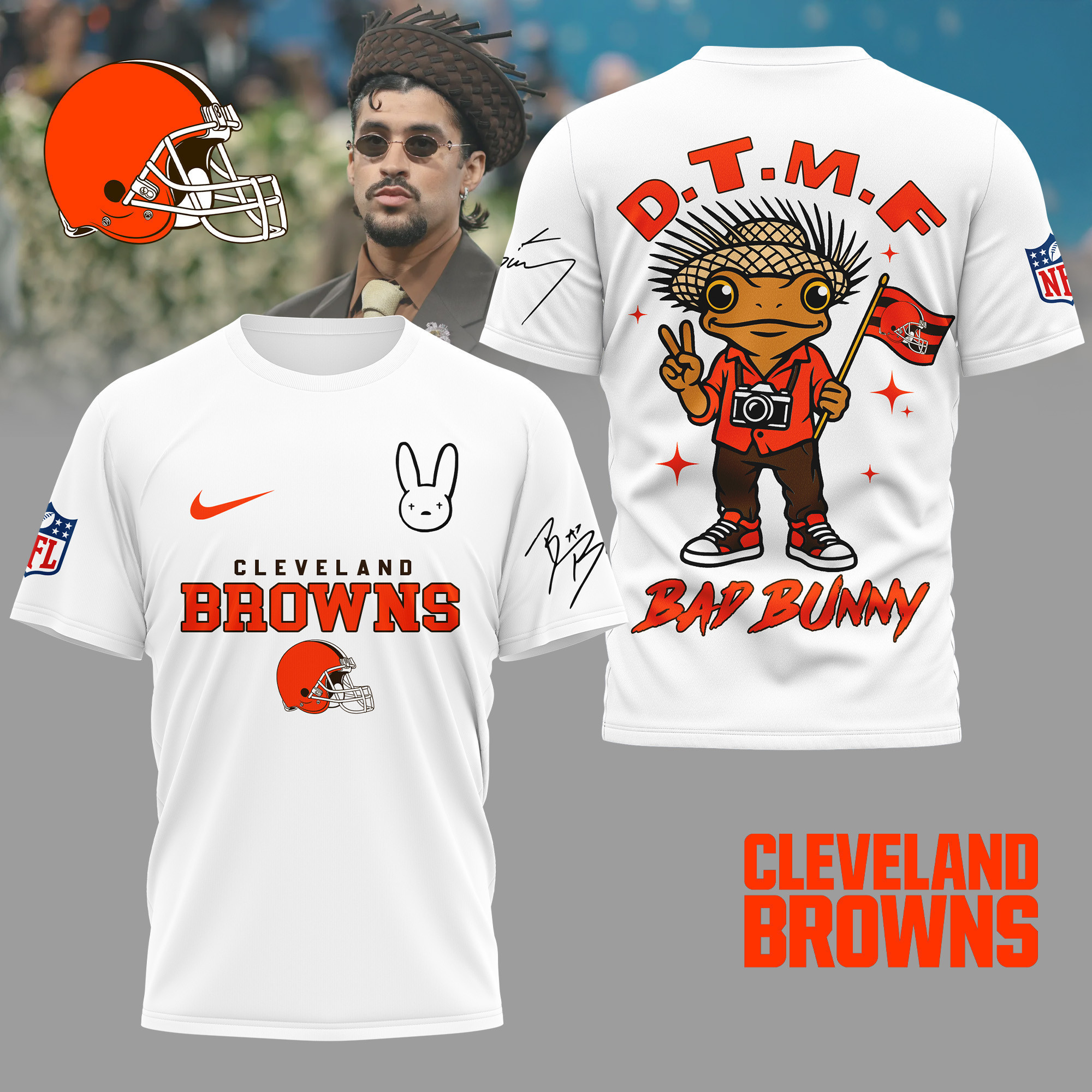 Cleveland Browns | Premium NFL Bad Bunny 3D Shirt TD