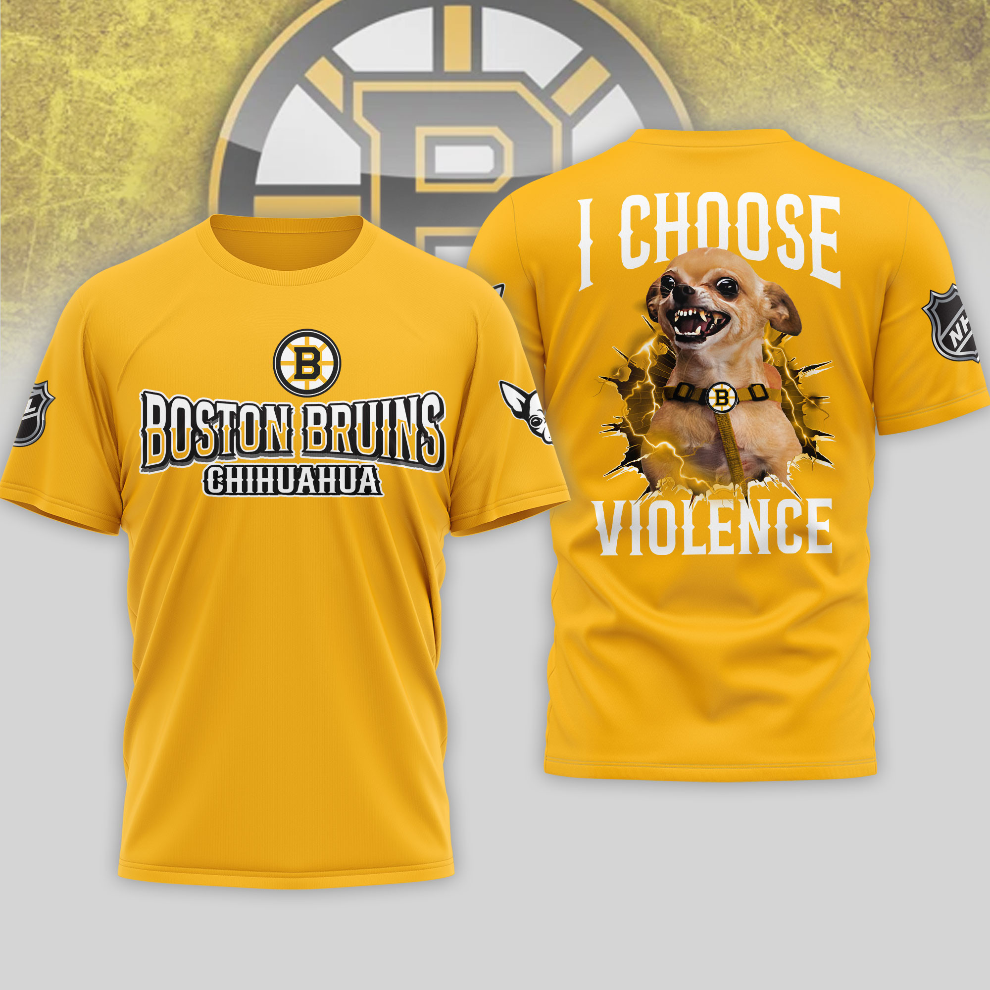 Boston Bruins | Premium NHL Chihuahua Violent 3D T-Shirt HY