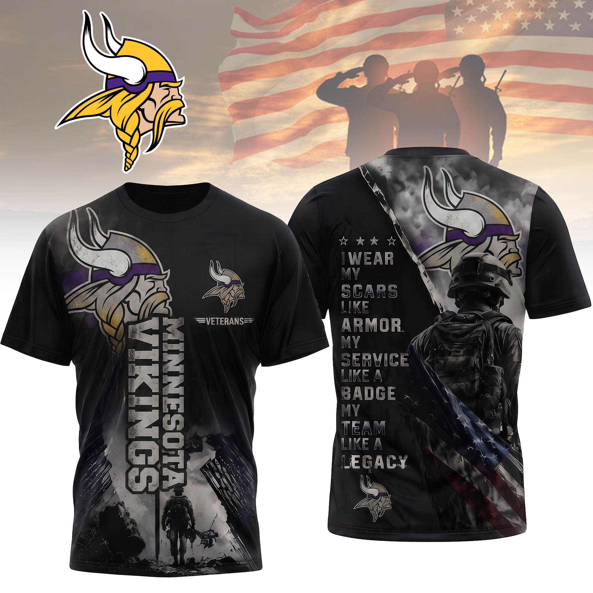 Minnesota Vikings | Premium NFL Veterans Legacy Team 3D Shirt NTH1