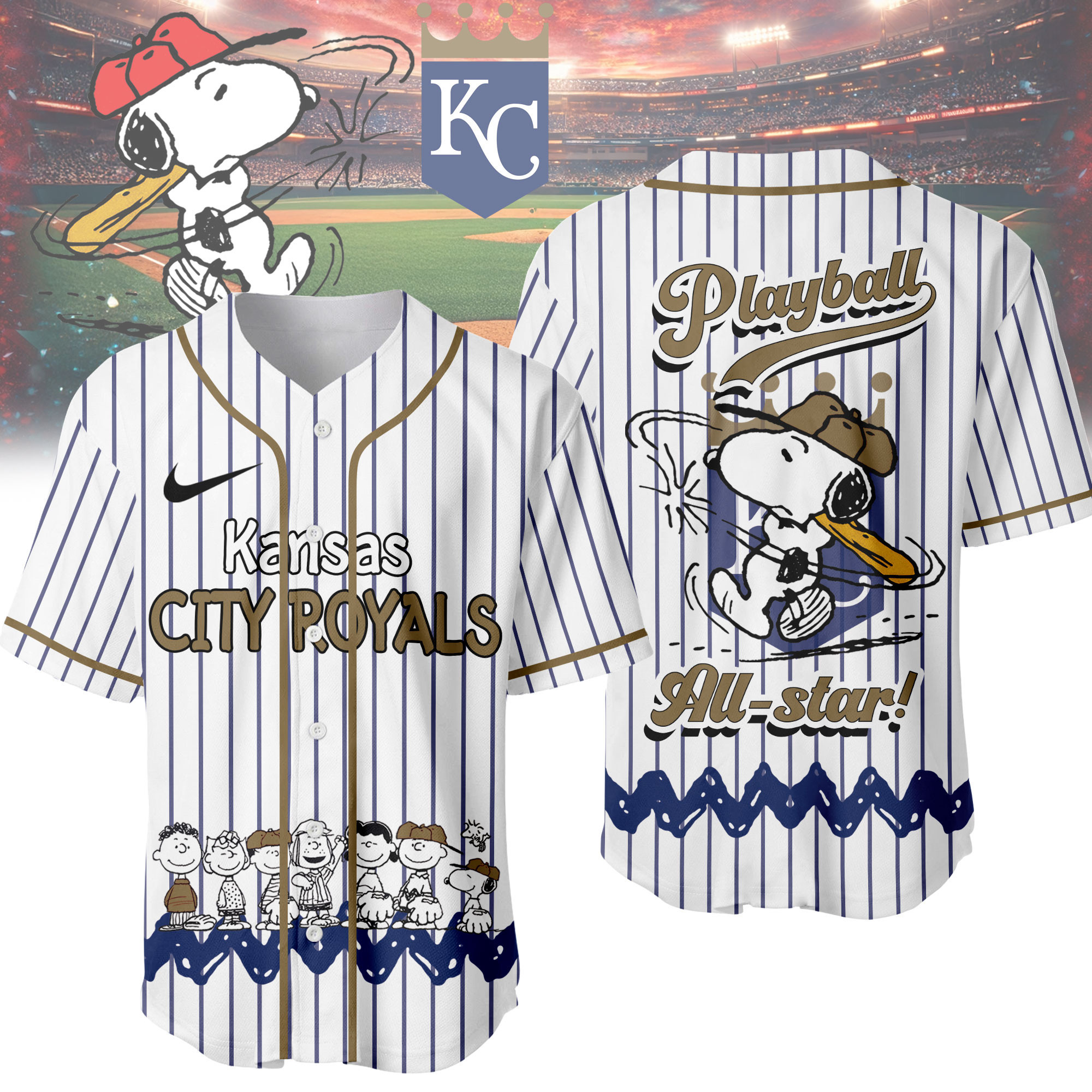Kansas City Royals | Premium MLB Snoopy Playball Jersey HY