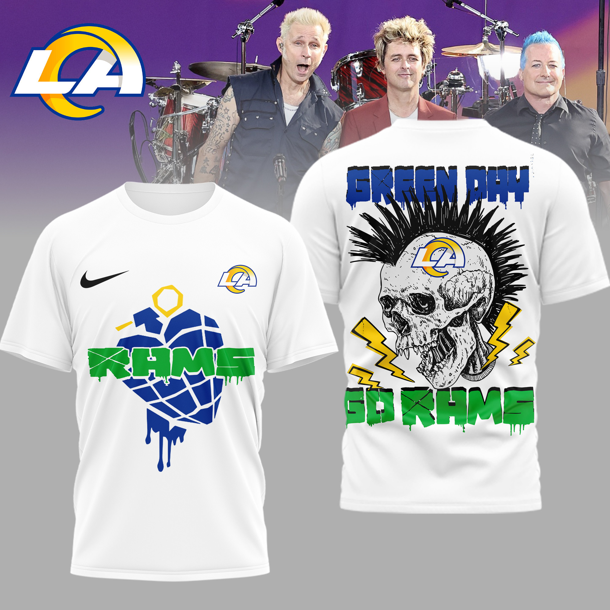 Los Angeles Rams | Premium NFL Green Day Football 3D Shirt