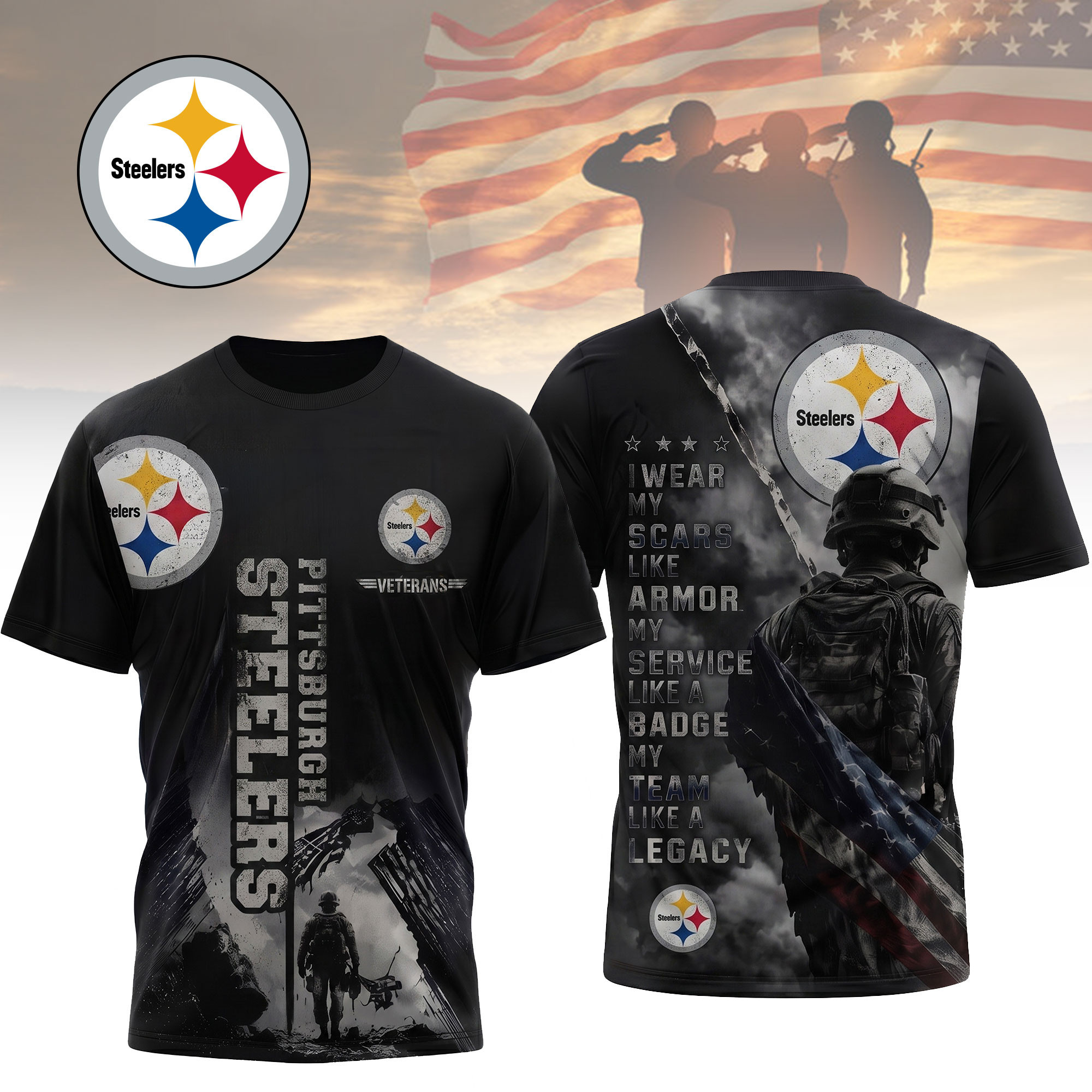 Pittsburgh Steelers | Premium NFL Veterans Legacy Team 3D Shirt NTH1