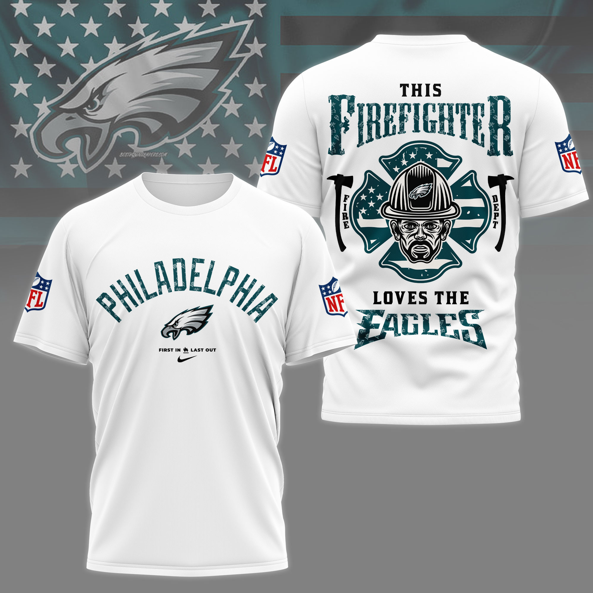 Philadelphia Eagles | Premium NFL Firefighter Tribute 3D Shirt NY