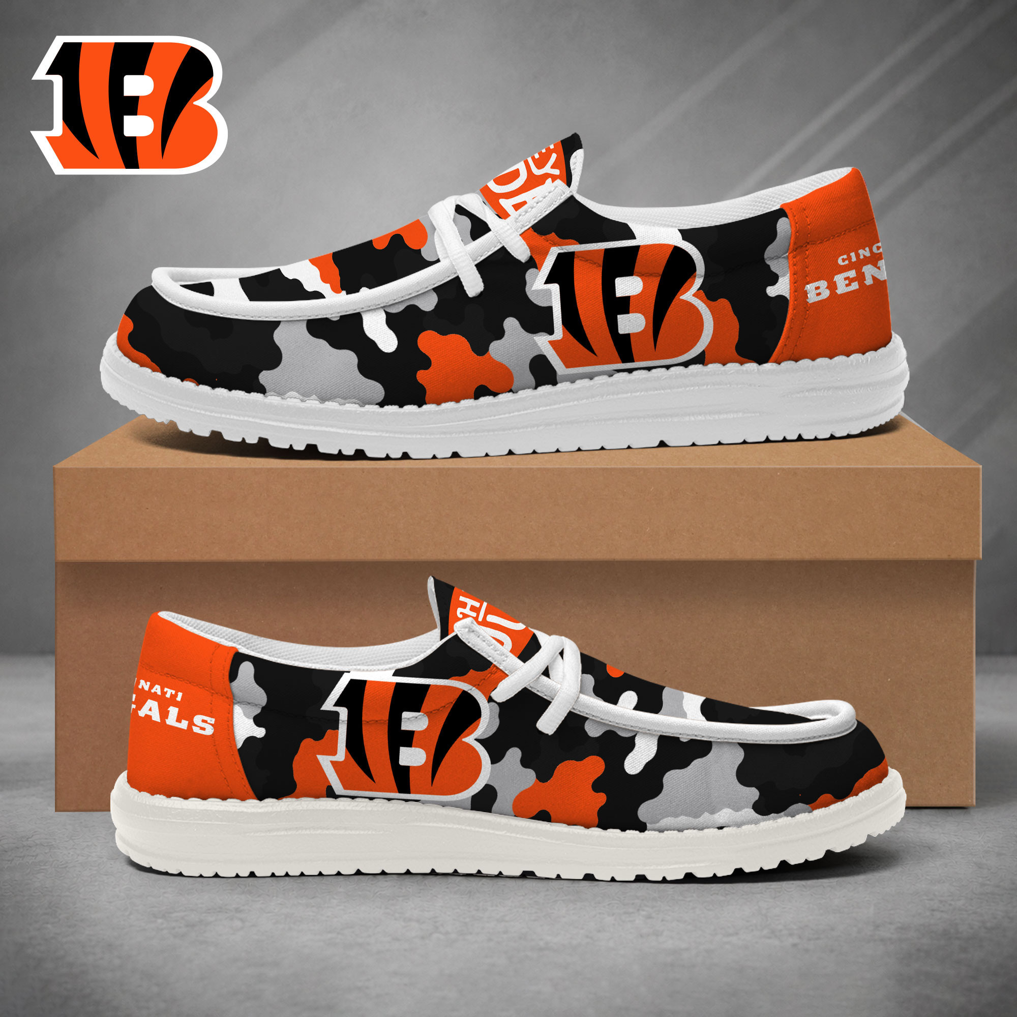 Cincinnati Bengals | Premium NFL Game Day Camo Loafer Shoes NY