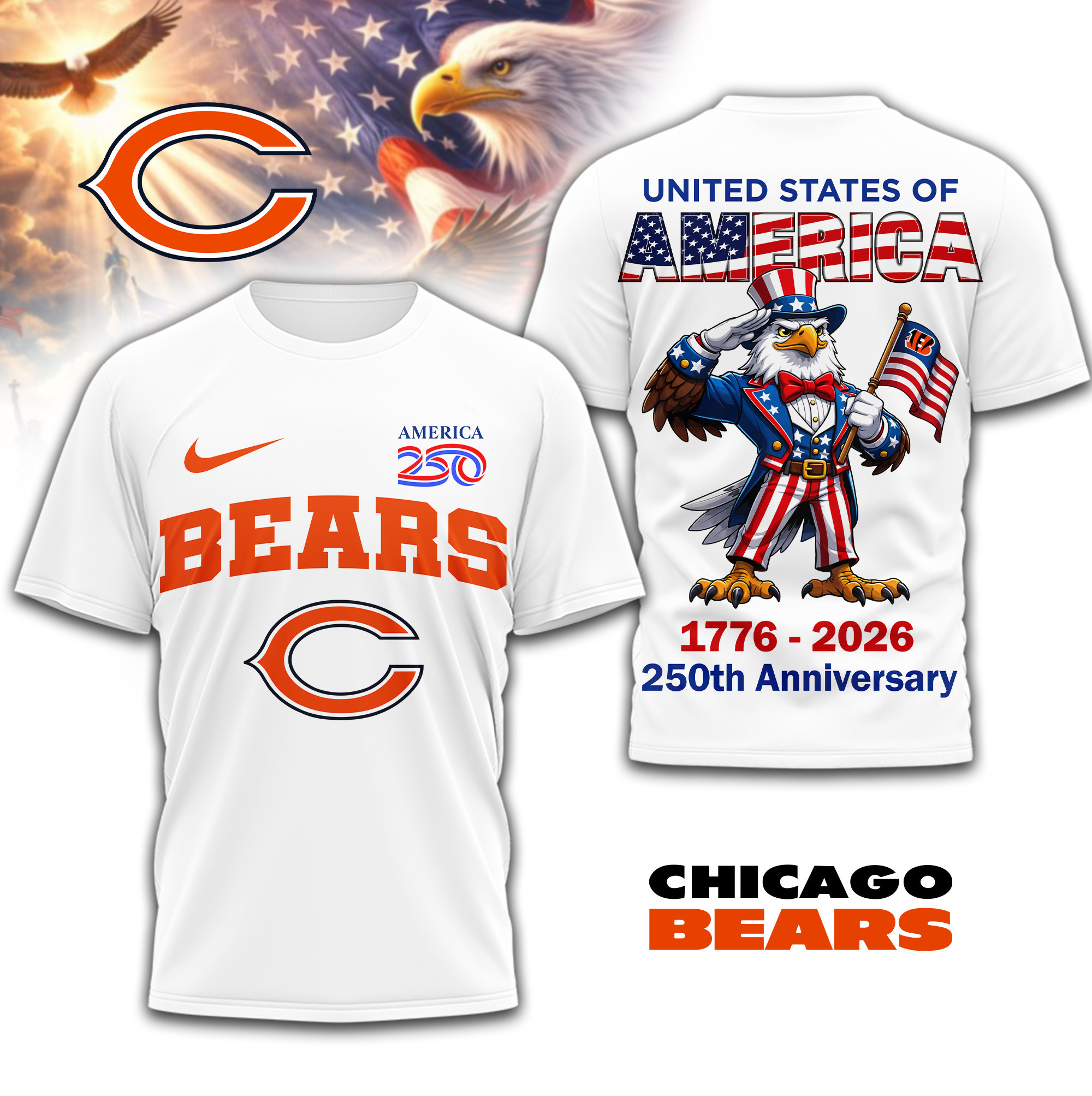 Chicago Bears | Premium NFL American 250 3D Shirt TD