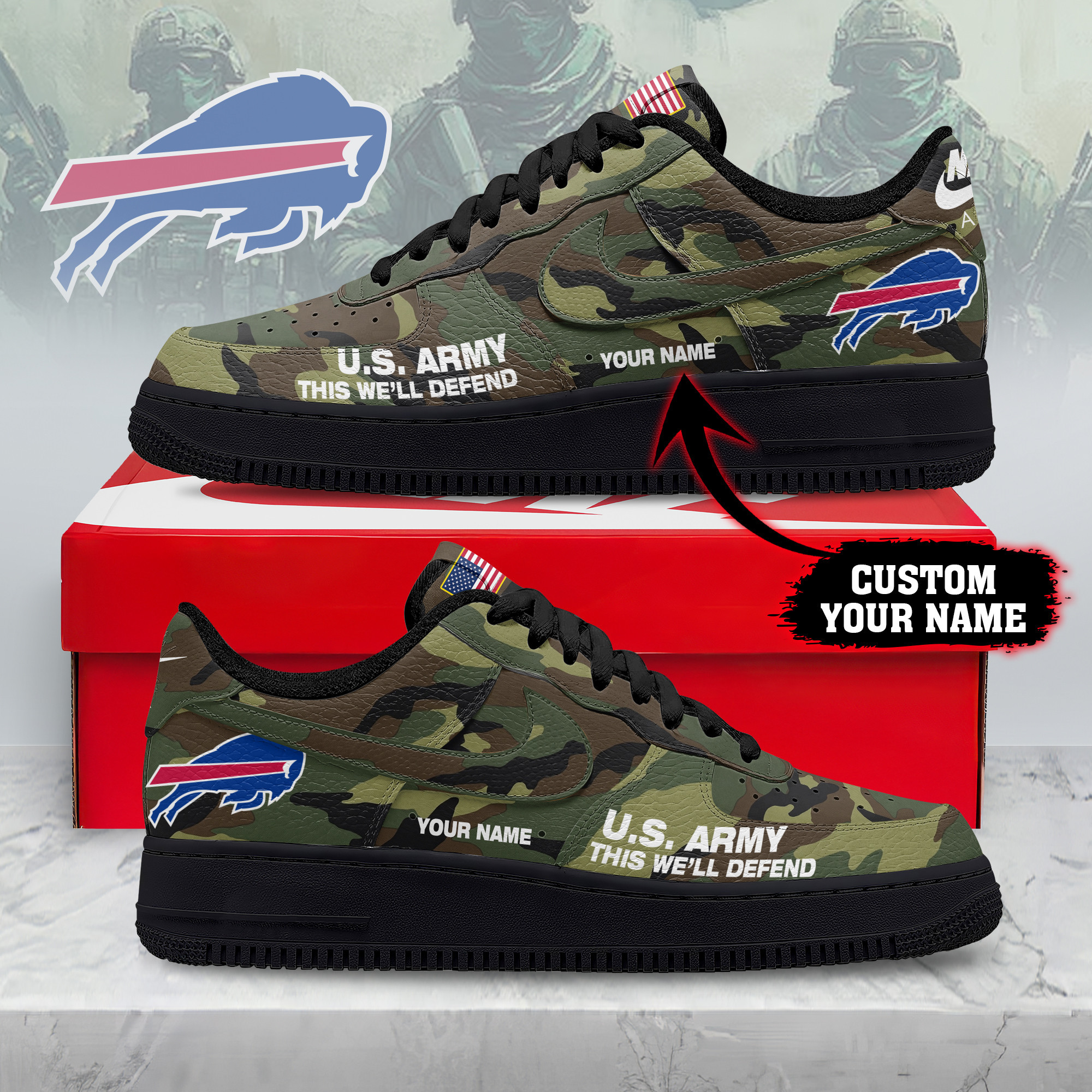 Buffalo Bills | Premium NFL US Army AF1 Shoes NY