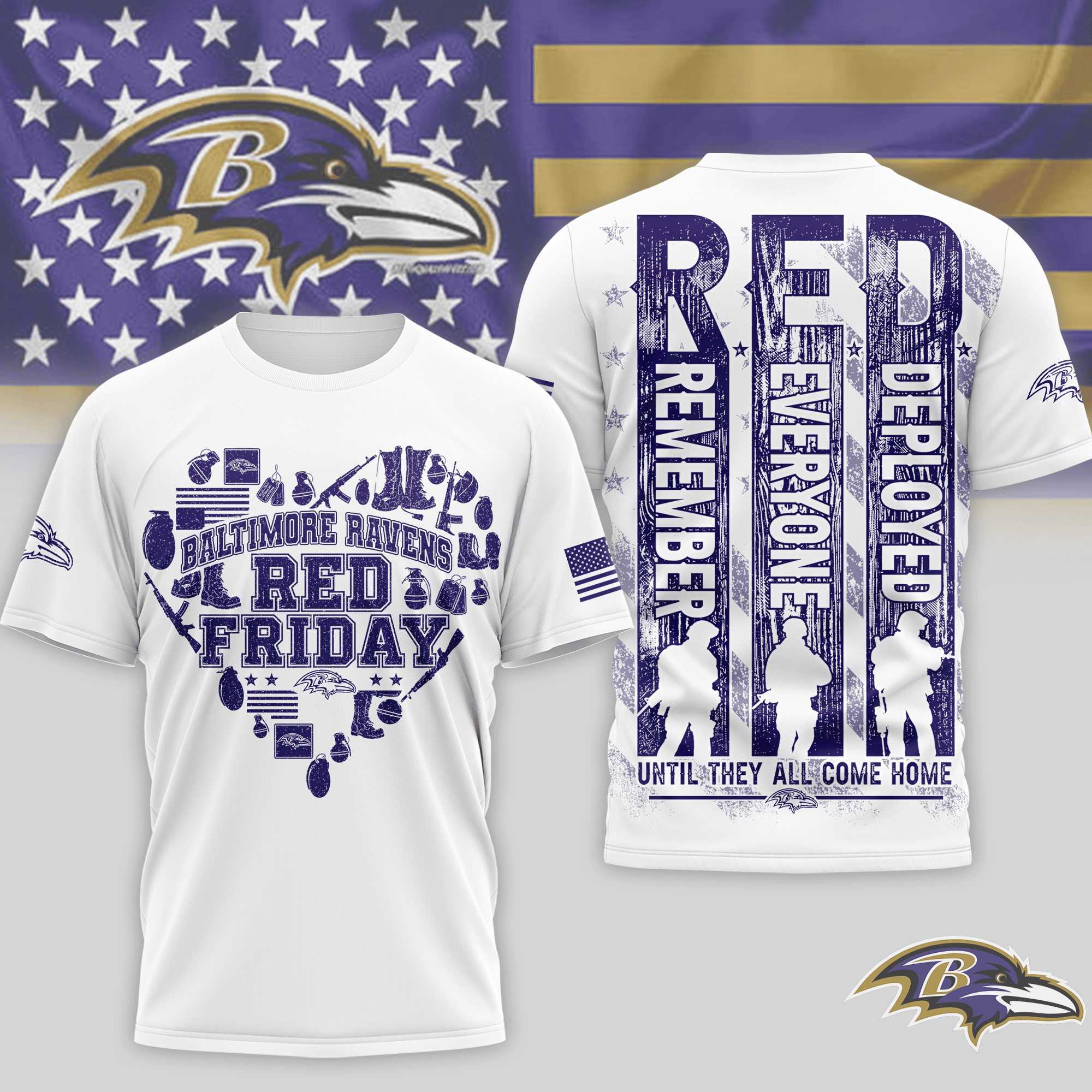 Baltimore Ravens | Premium NFL Remember Everyone Deployed 3D Shirt NTH1