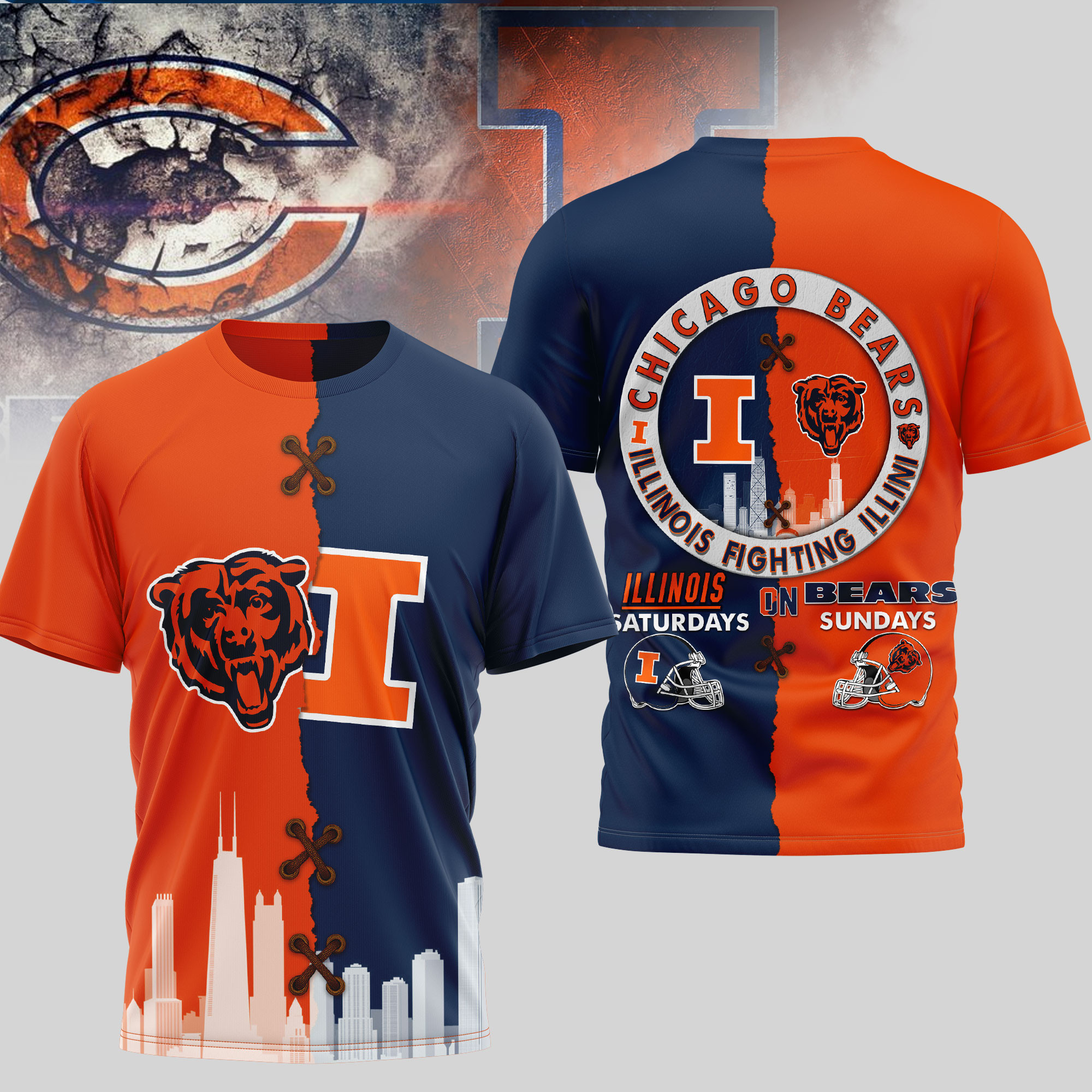Chicago Bears | Premium NFL x NCAA 3D T-shirt TD