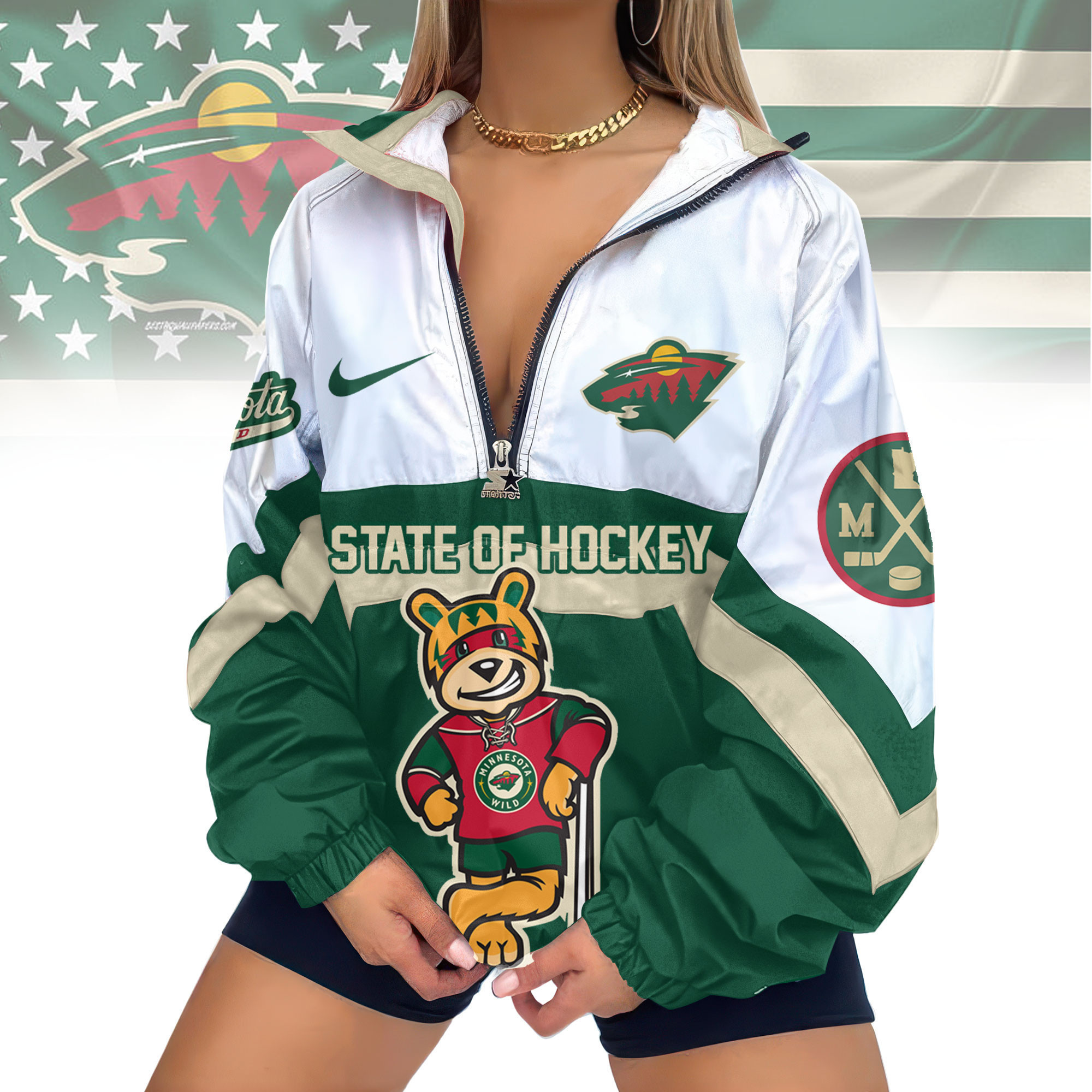Minnesota Wild | Premium NHL V-Neck Zipper Sweatshirt Jackets TD1