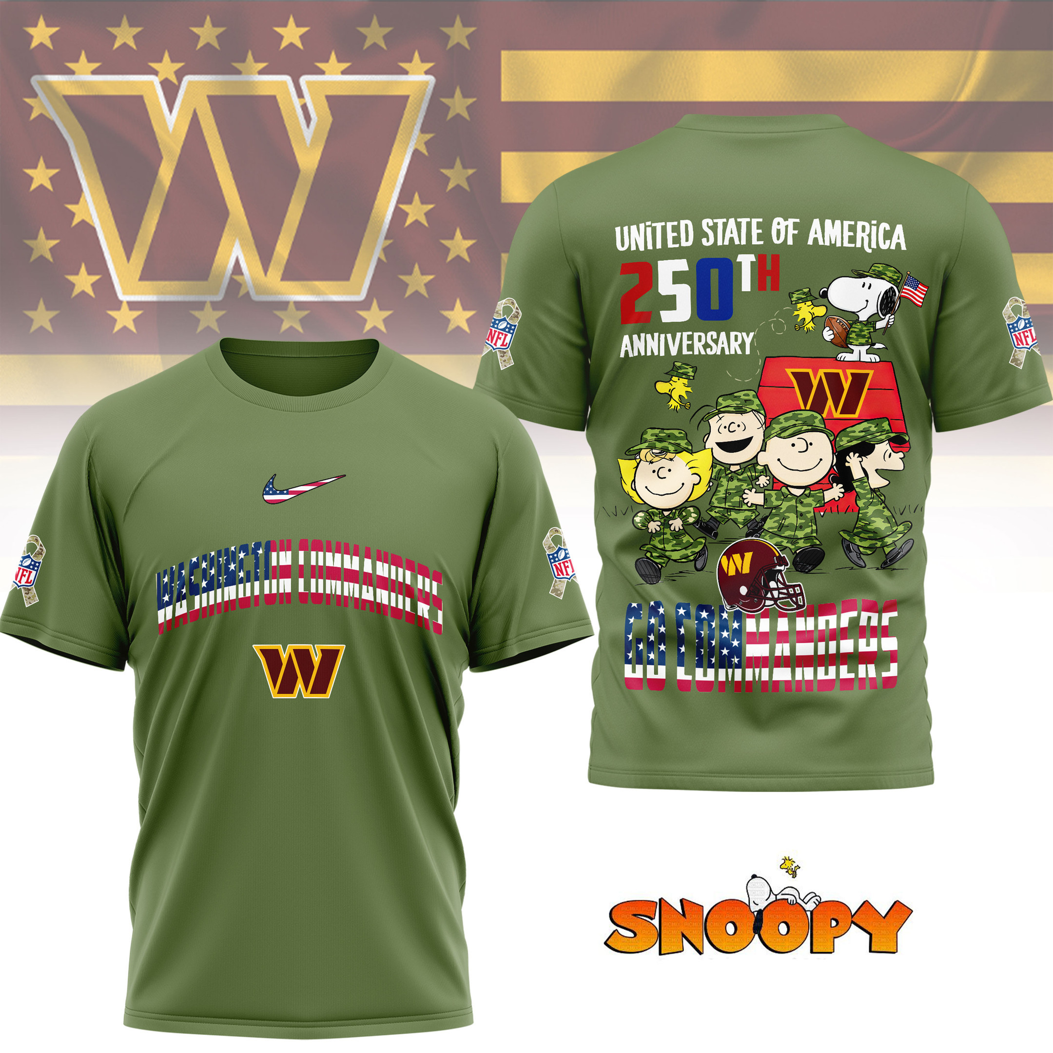 Washington Commanders | Premium NFL Freedom 250 3D Shirt NY