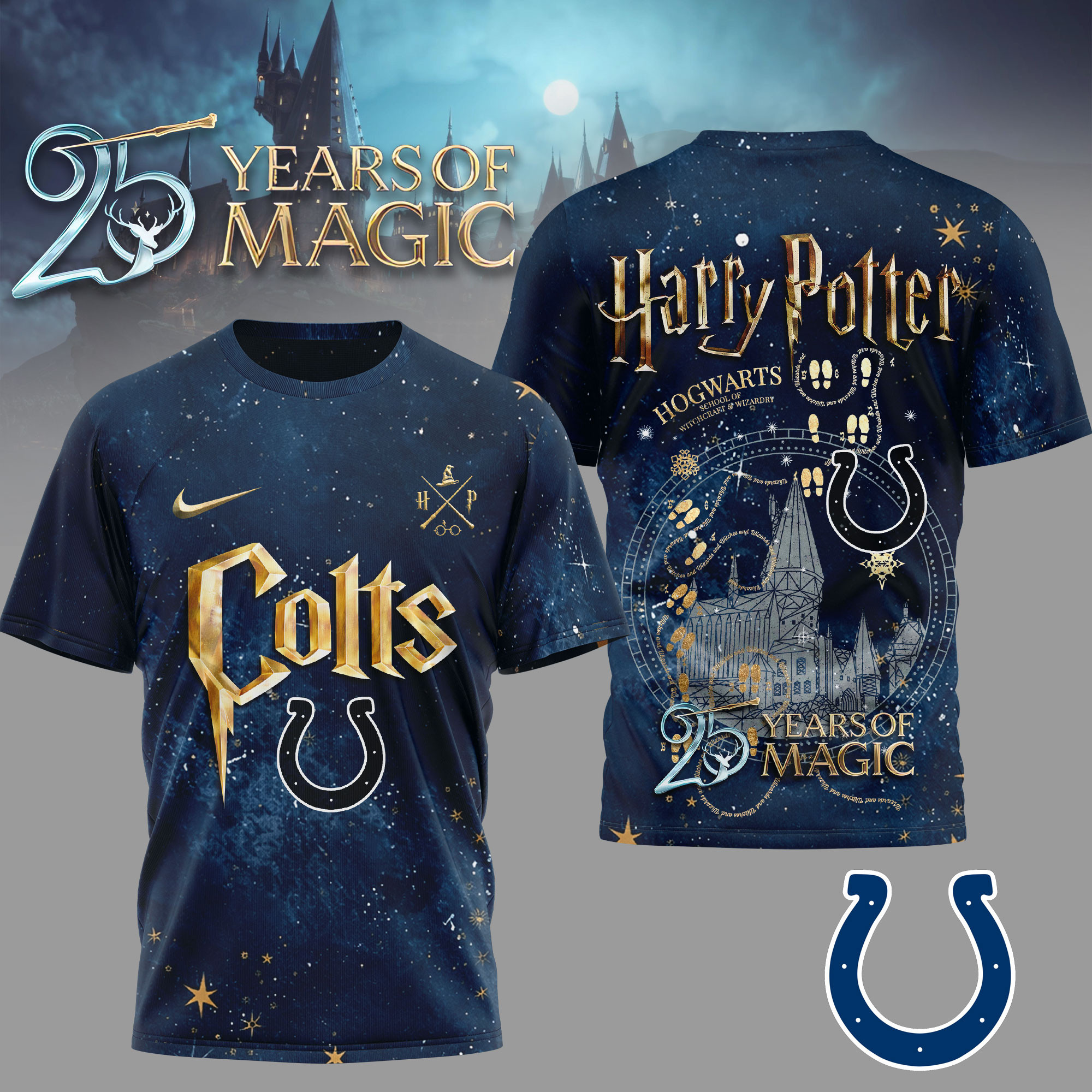 Indianapolis Colts | Premium NFL Harry Potter 25 Years Of Magic 3D Shirt TD