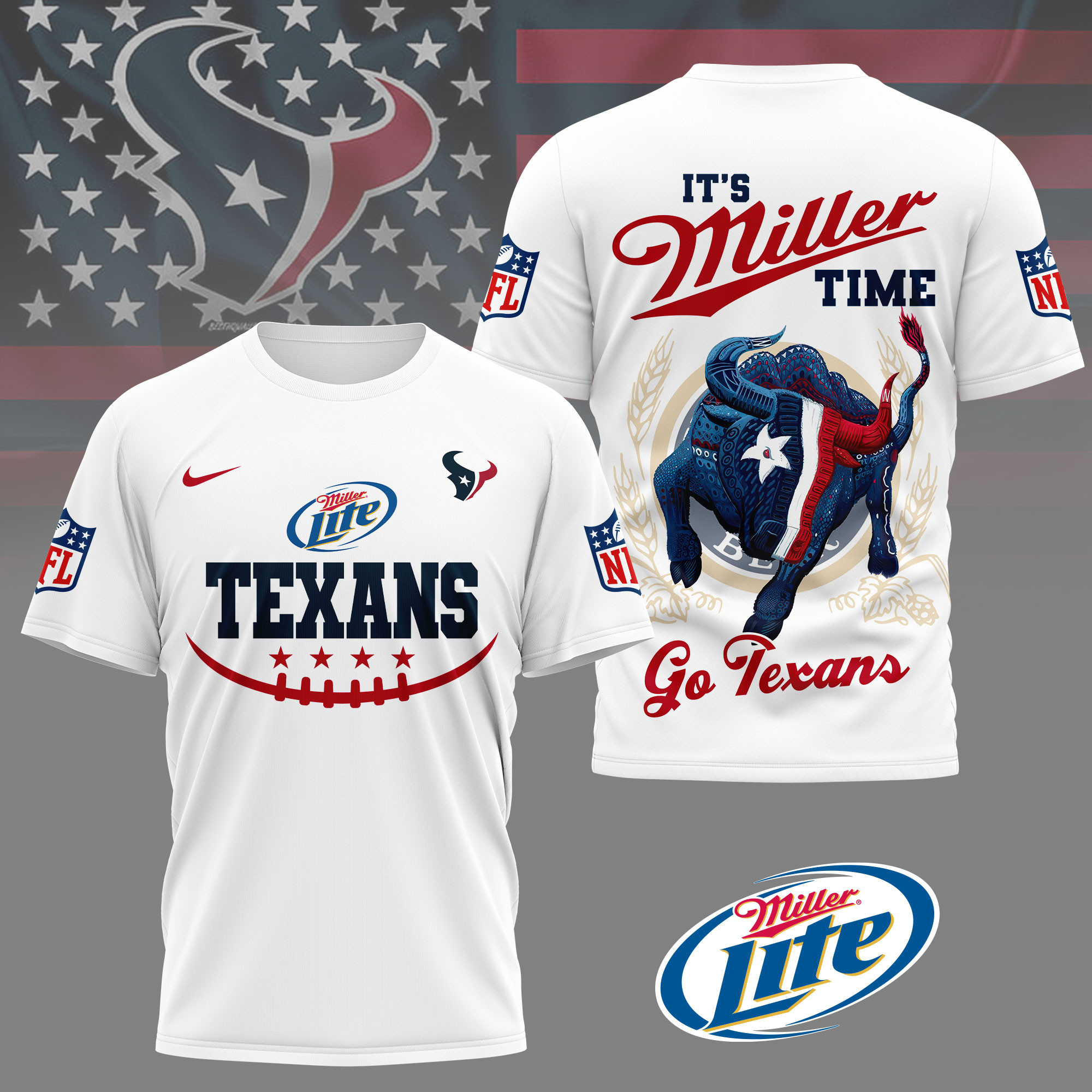 Houston Texans | Premium NFL Miller Lite 3D Shirt NY