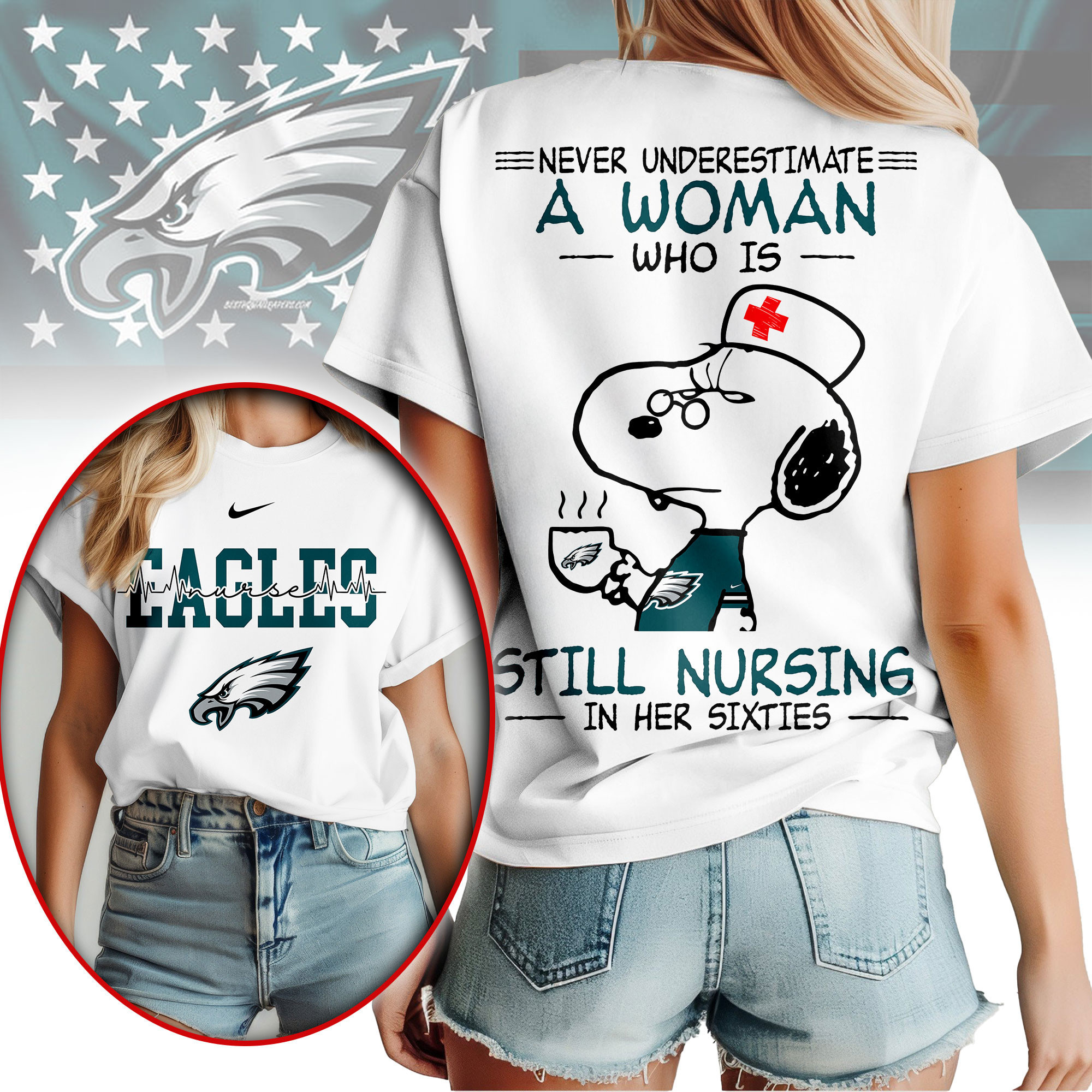 Philadelphia Eagles | Premium NFL Never Underestimate A Nurse Women Shirt NY