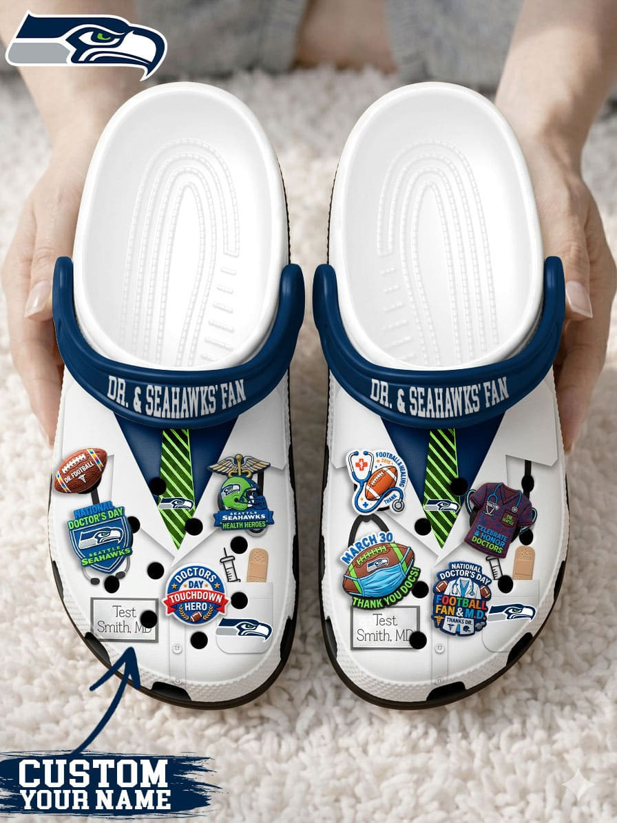 Seattle Seahawks | PREMIUM NFL NATIONAL DOCTOR'S DAY CLOGS WITH 8 CHARMS HY
