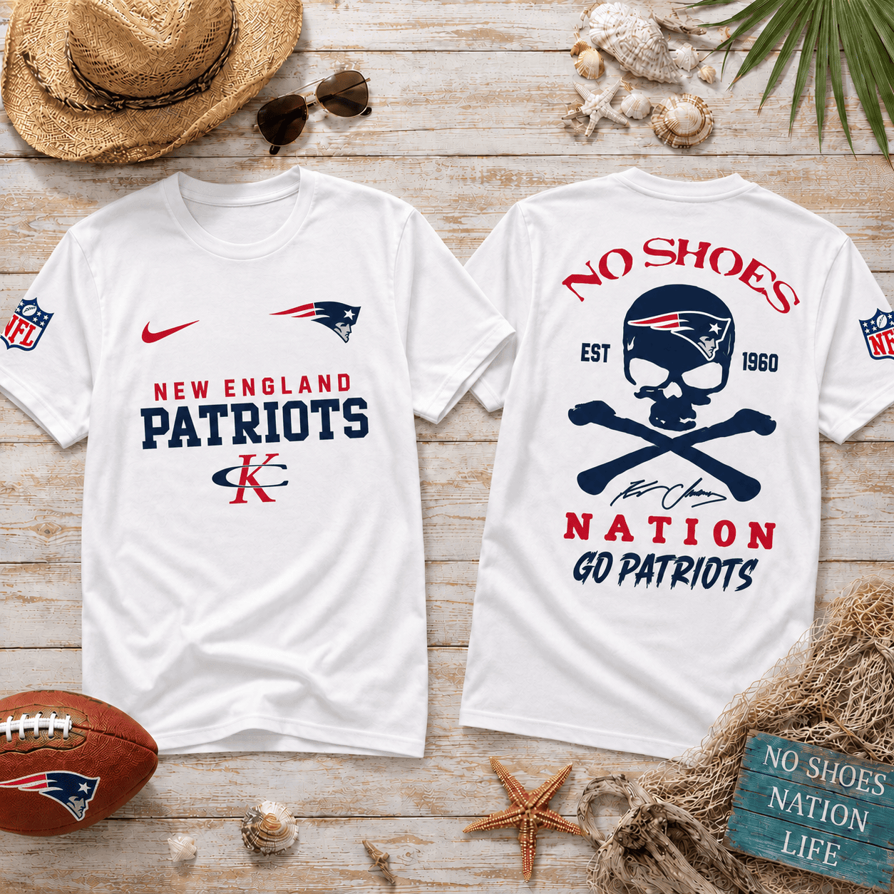 New England Patriots| Premium NFL No Shoes Nation Fan 3D Shirt NY