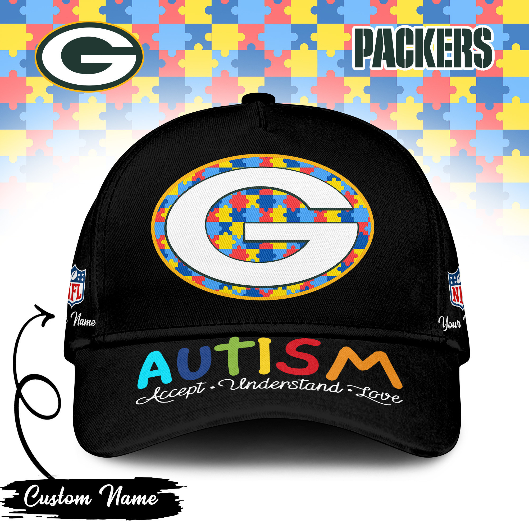 Green Bay Packers | PREMIUM CLASSIC CAP NFL AUTISM TD
