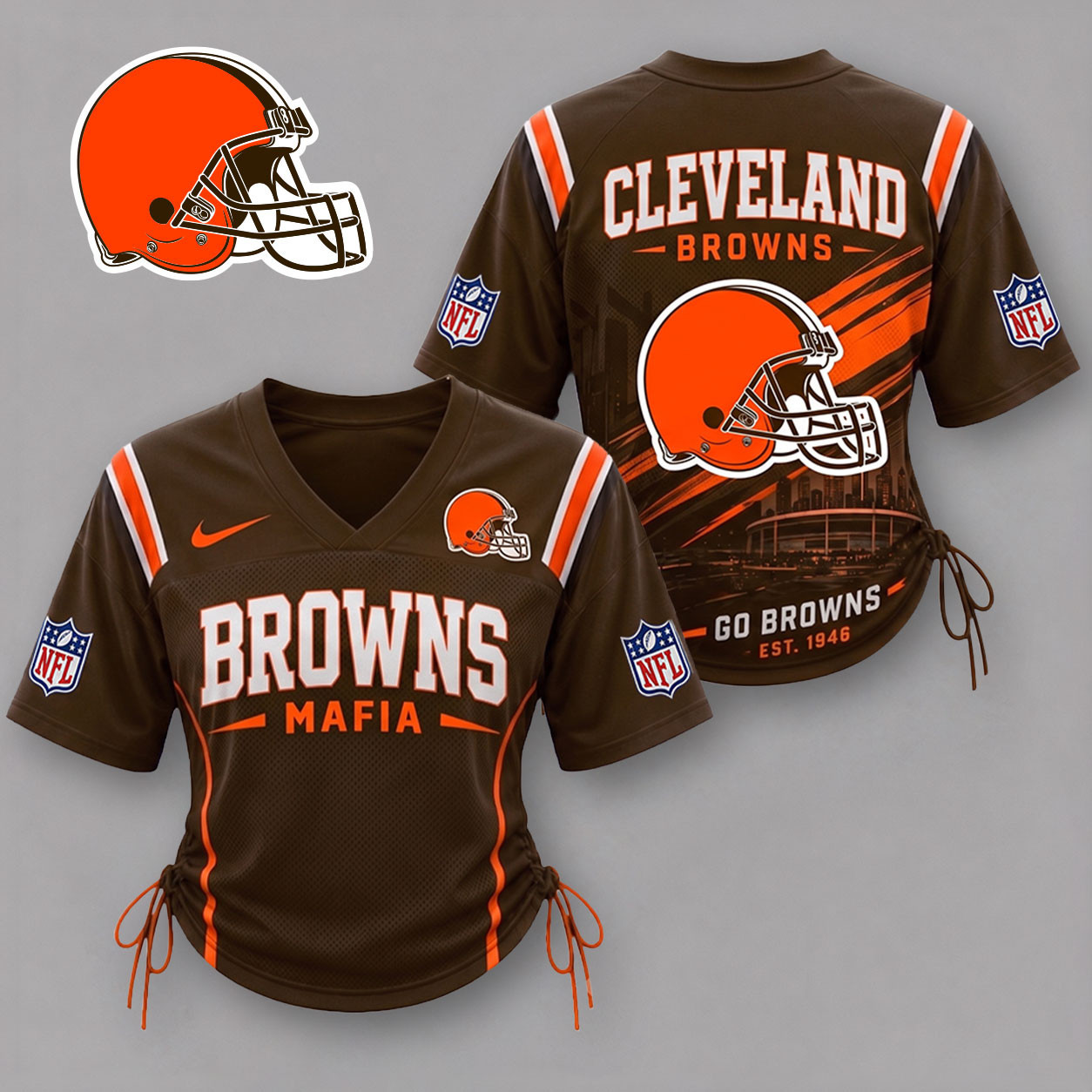 Cleveland Browns| Premium NFL Game Day Women Lace-Up Jersey Shirt NY