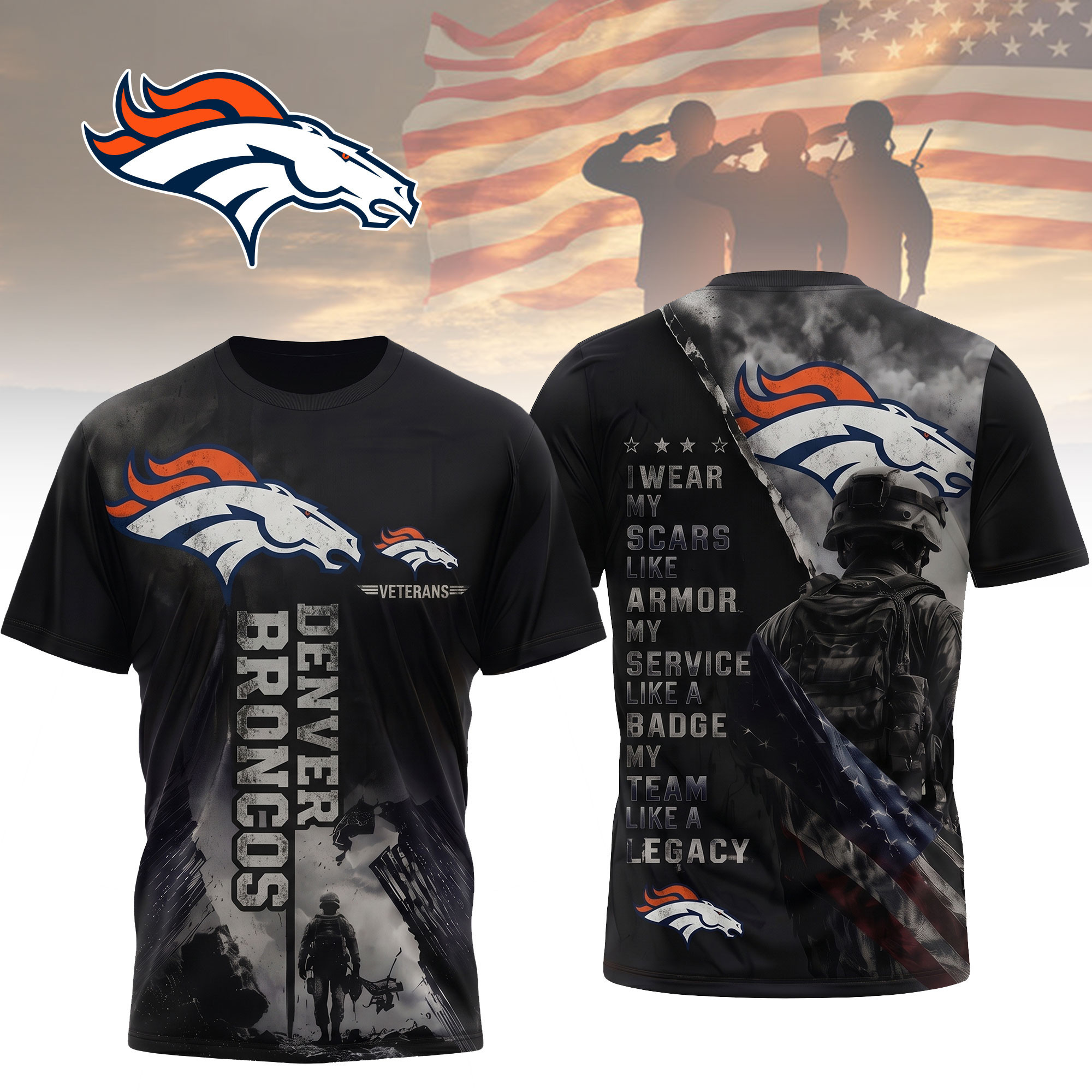 Denver Broncos | Premium NFL Veterans Legacy Team 3D Shirt NTH1