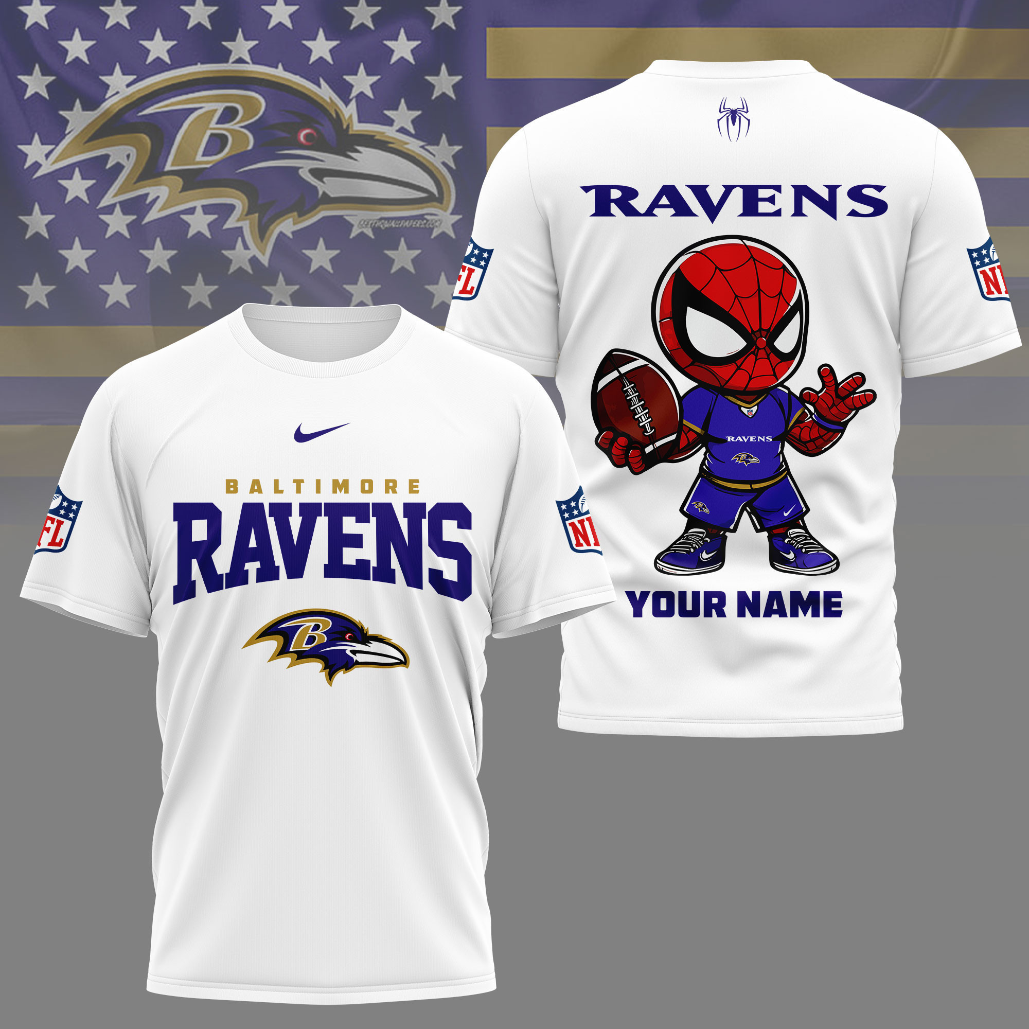 Baltimore Ravens | Premium NFL Spider Hero Custom 3D Shirt NY