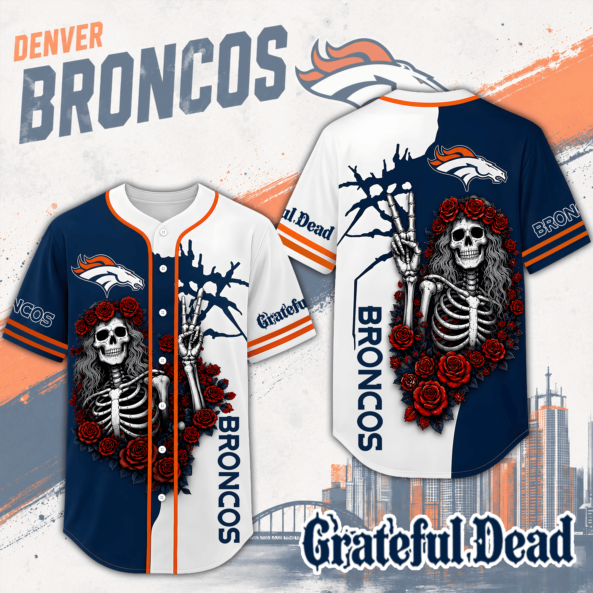 Denver Broncos | Premium NFL Game Day Grateful Dead Jersey Shirt NTH1