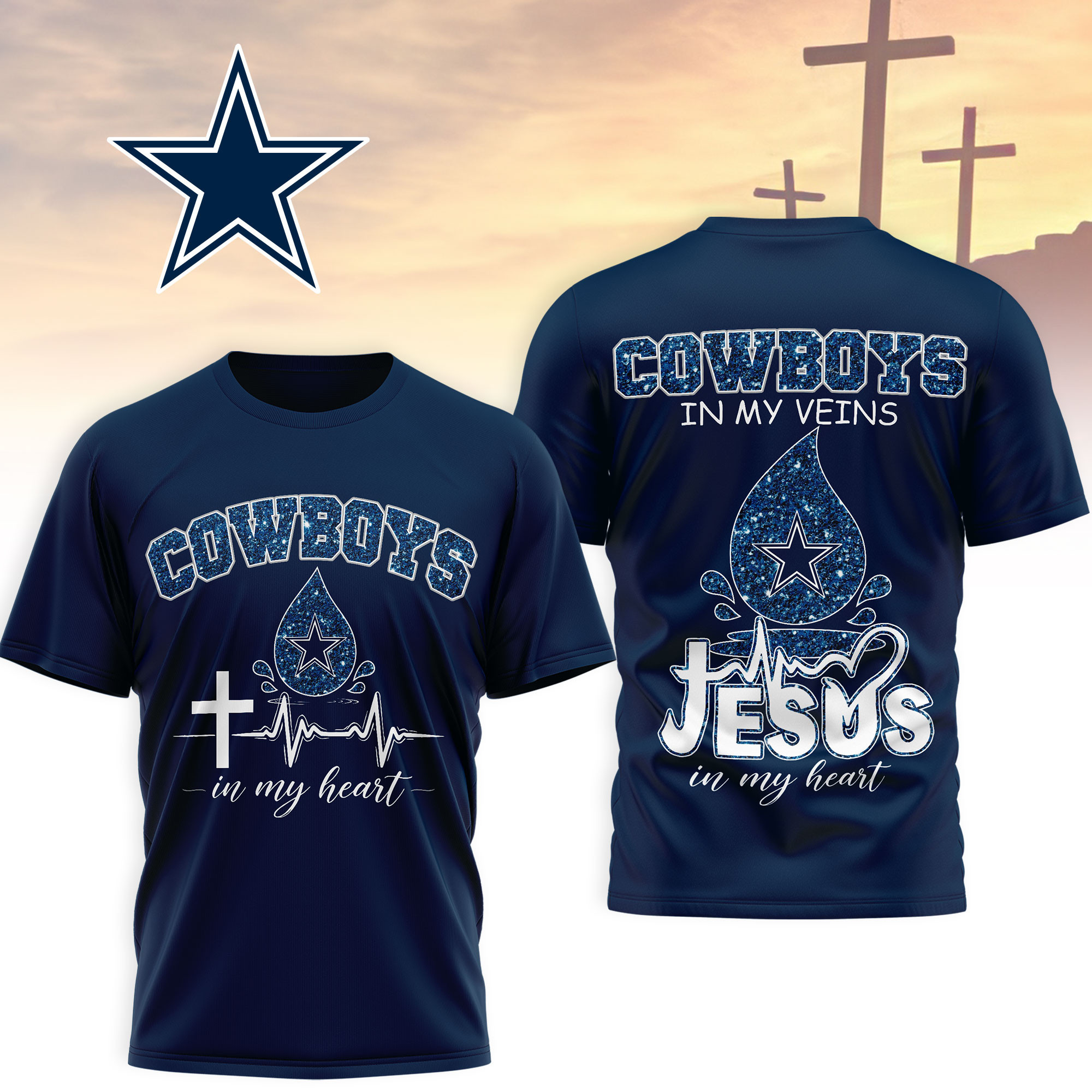 Dallas Cowboys | Premium NFL Jesus In My Heart 3D Shirt NTH1