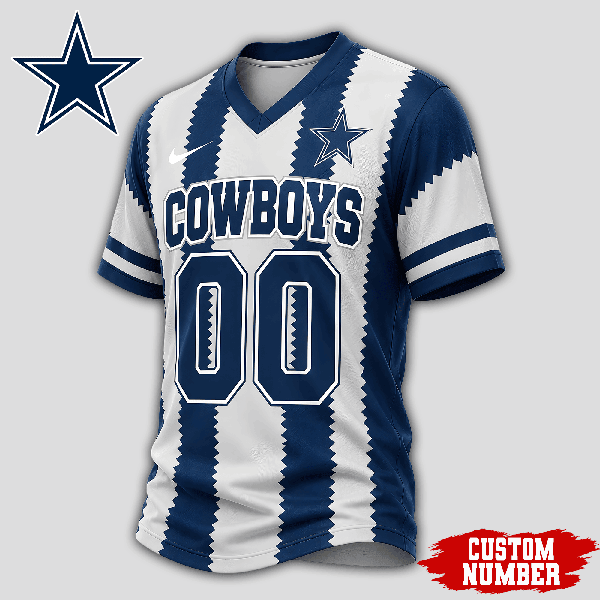 Dallas Cowboys | Premium NFL Bold Stripe Custom V-Neck Jersey NTH1