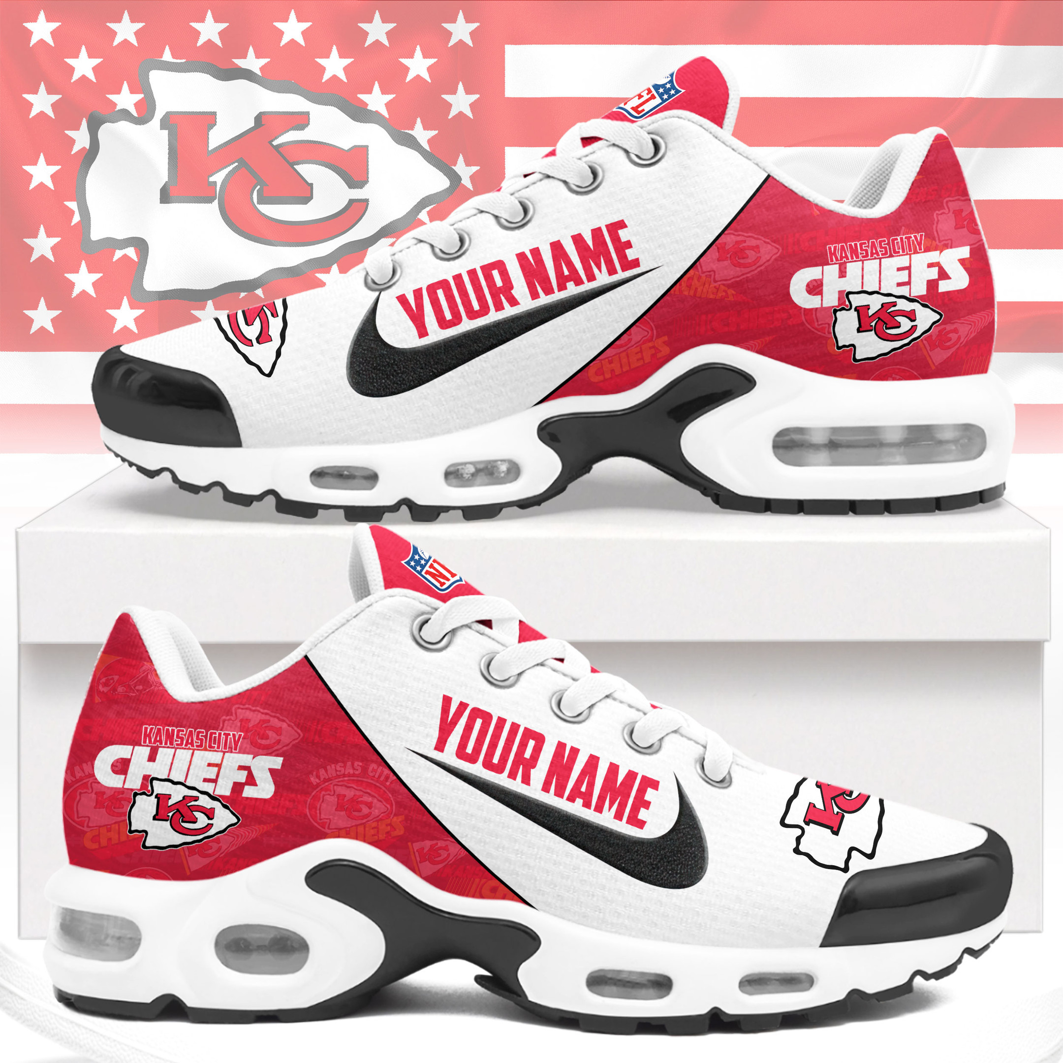 Kansas City Chiefs | Premium NFL Custom Name Running Air Max Shoes NTH1