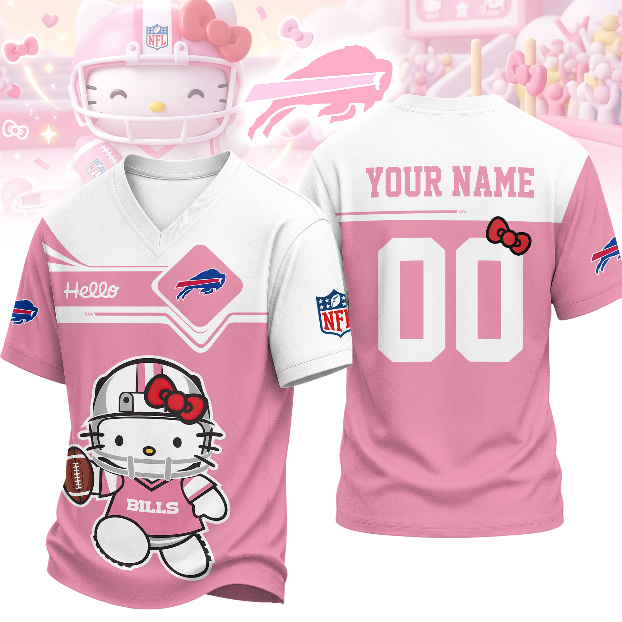 Buffalo Bills | Premium NFL Touchdown Kitty V-Neck Jersey NTH1