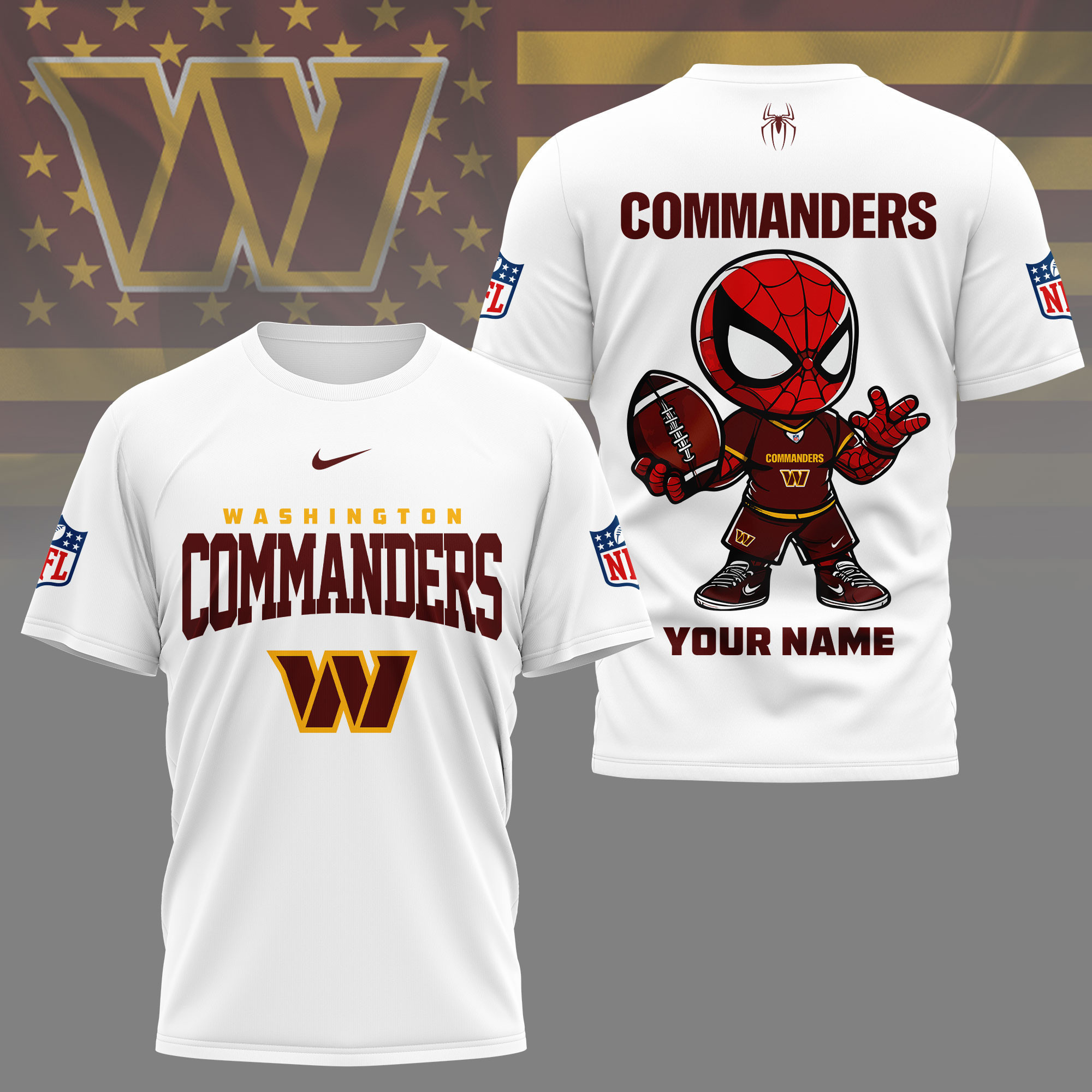 Washington Commanders | Premium NFL Spider Hero Custom 3D Shirt NY