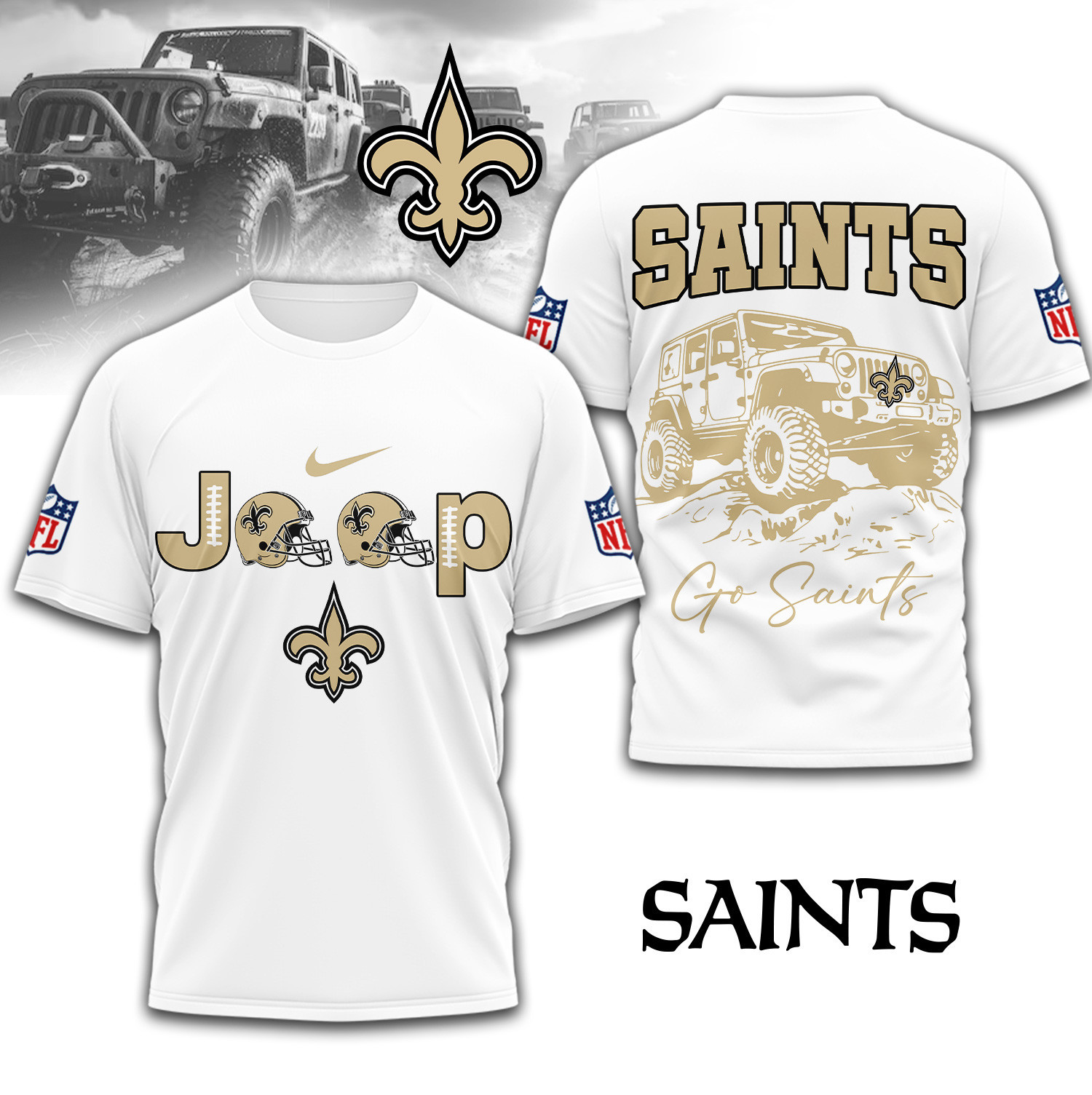 New Orleans Saints | Premium NFL Jeep 3D Shirt TD