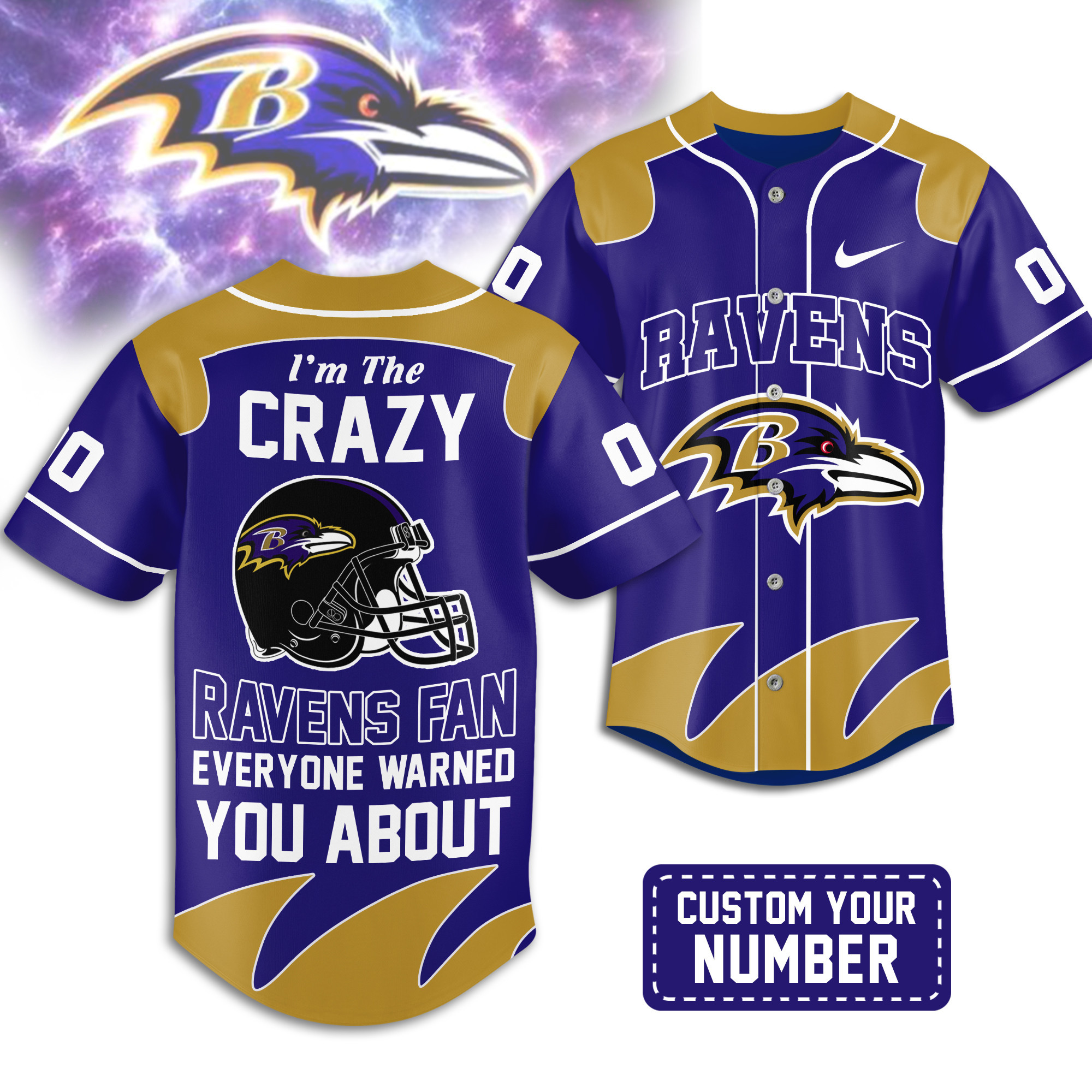 Baltimore Ravens | Premium NFL Crazy Football Fan Personalized Jersey TD