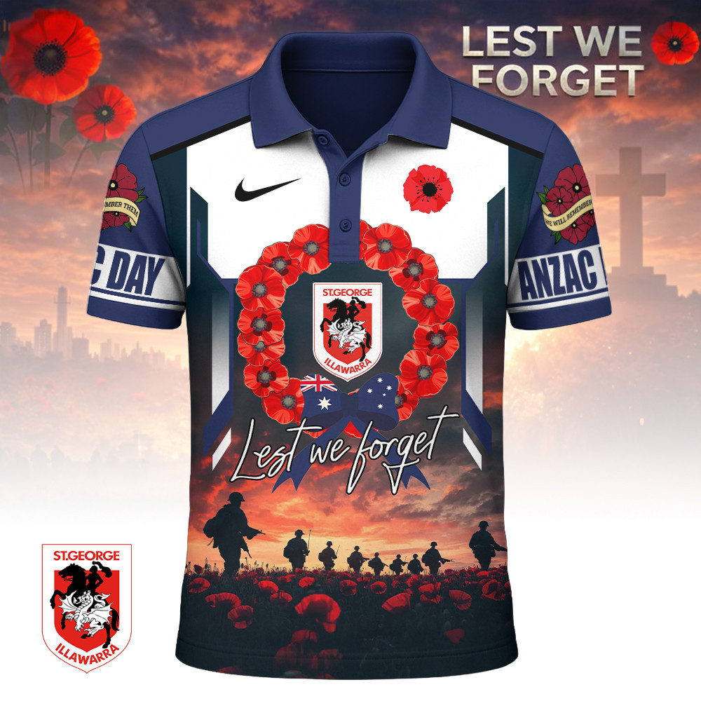 St. George Illawarra Dragons | Premium NRL ANZAC Day Polo Shirt TD