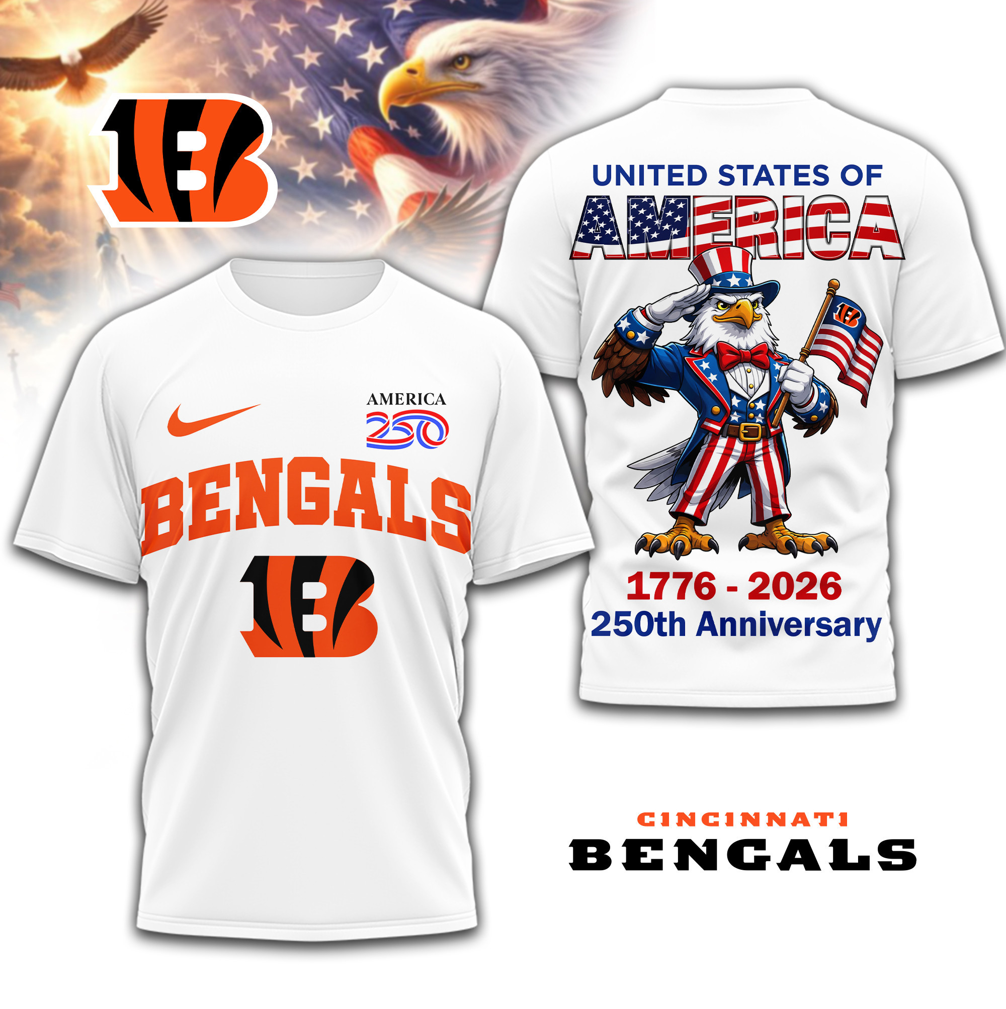 Cincinnati Bengals | Premium NFL American 250 3D Shirt TD