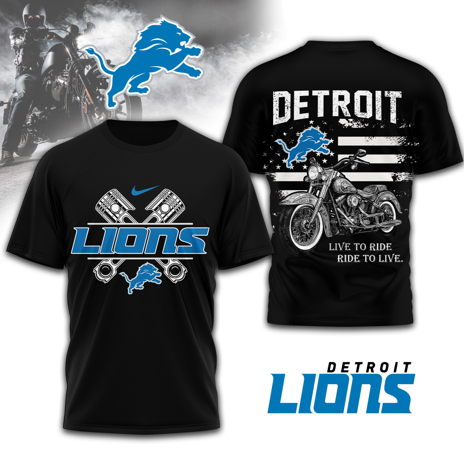 Detroit Lions | Premium NFL Biker 3D Shirt TD230825