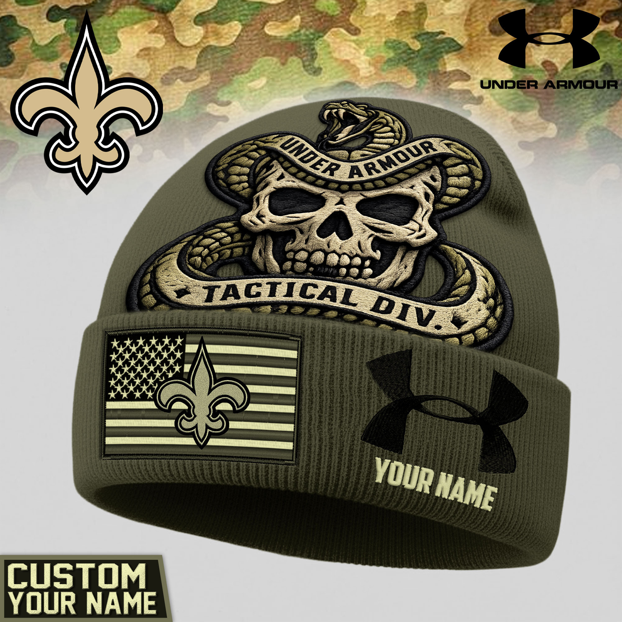 New Orleans Saints | Premium NFL Tactical DIV Under Armour Beanie Hat TD