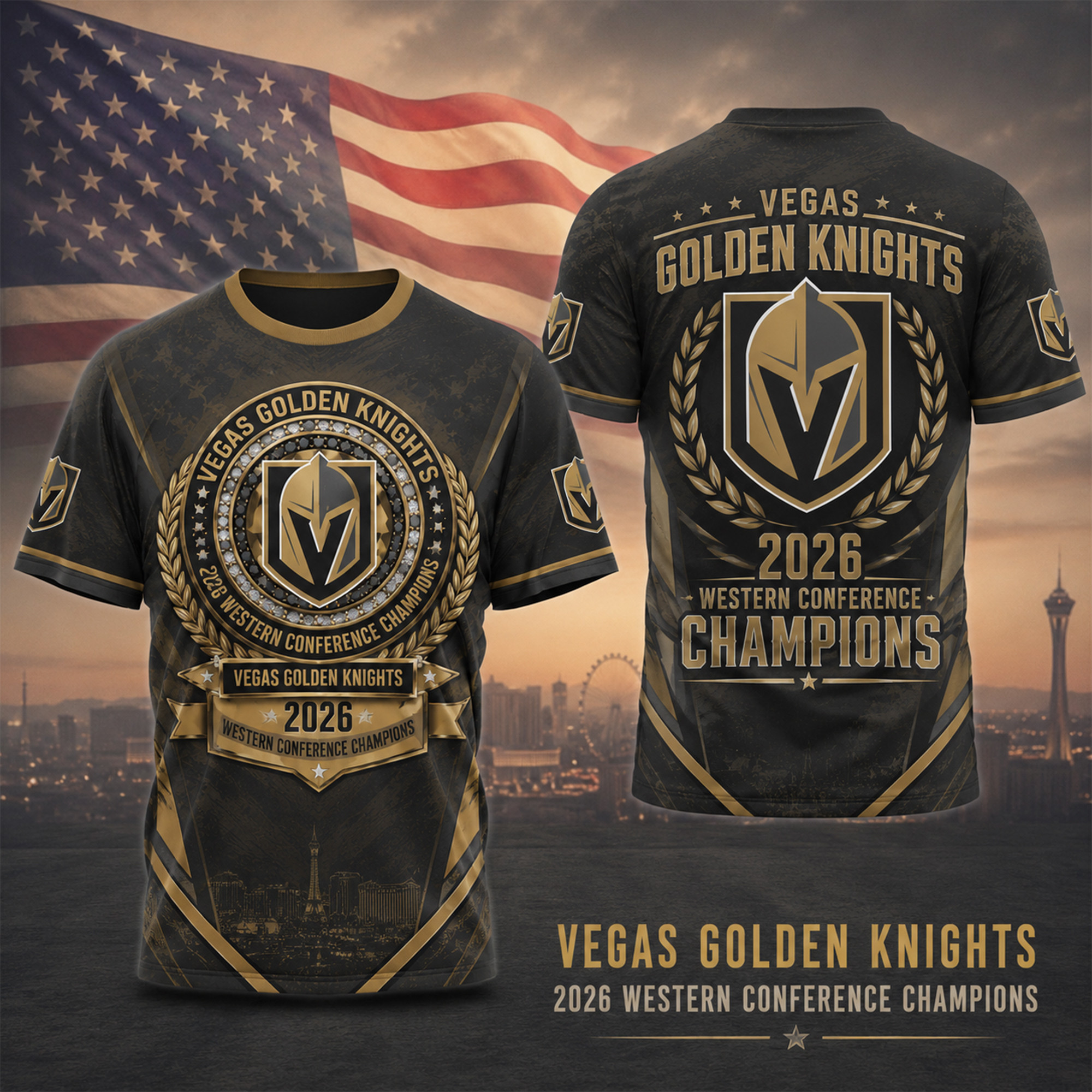 Vegas Golden Knights | Premium NHL Western Conference Champions 3D Shirt TD