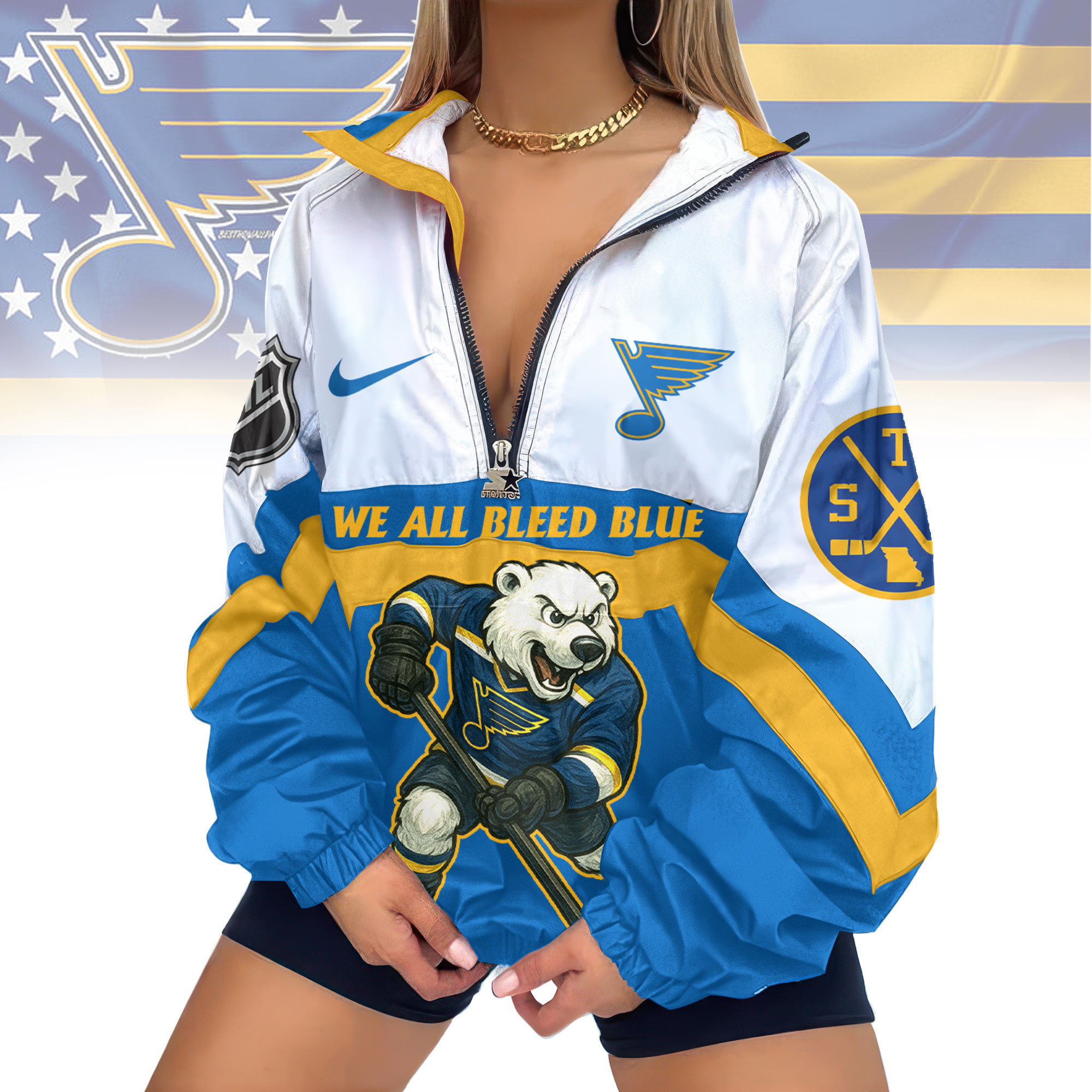 St. Louis Blues | Premium NHL V-Neck Zipper Sweatshirt Jackets TD1