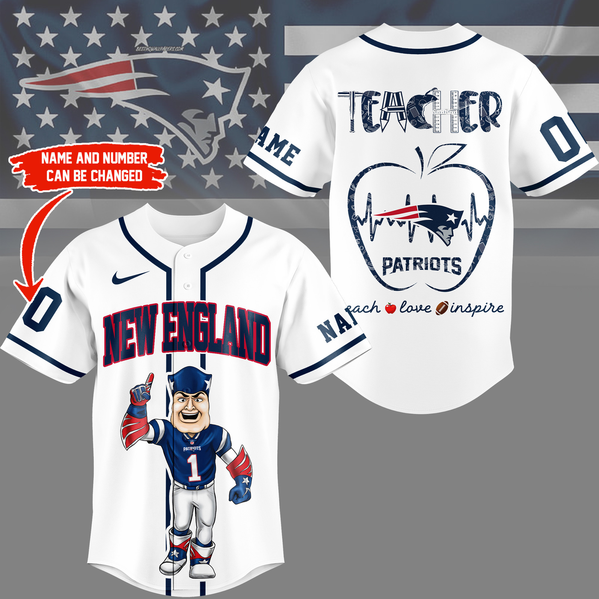 New England Patriots | Premium NFL Teacher Appreciation Month Jersey Shirt NY