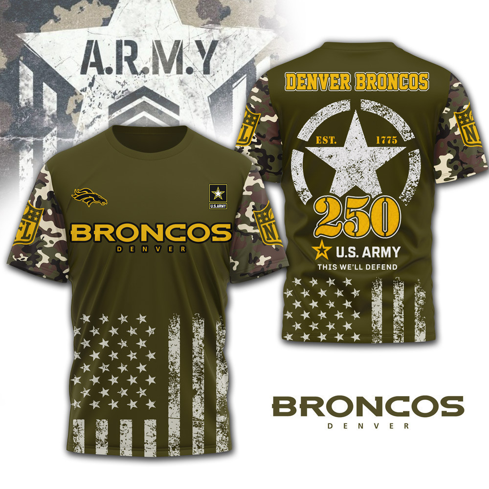 Denver Broncos | Premium NFL Military Pride 3D Shirt NTH1