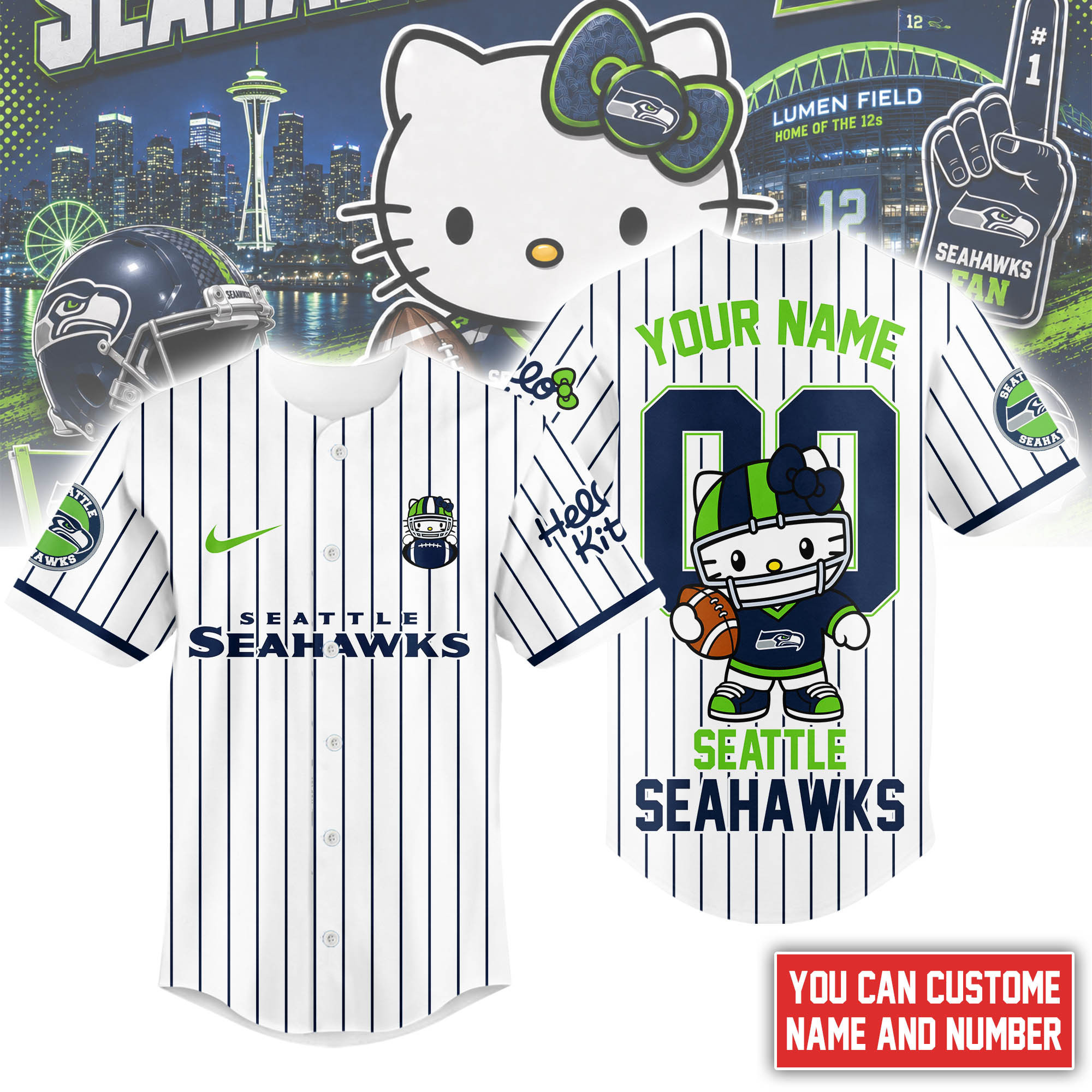 Seattle Seahawks | Premium NFL Kitty Game Day Custom Jersey Shirt NTH1