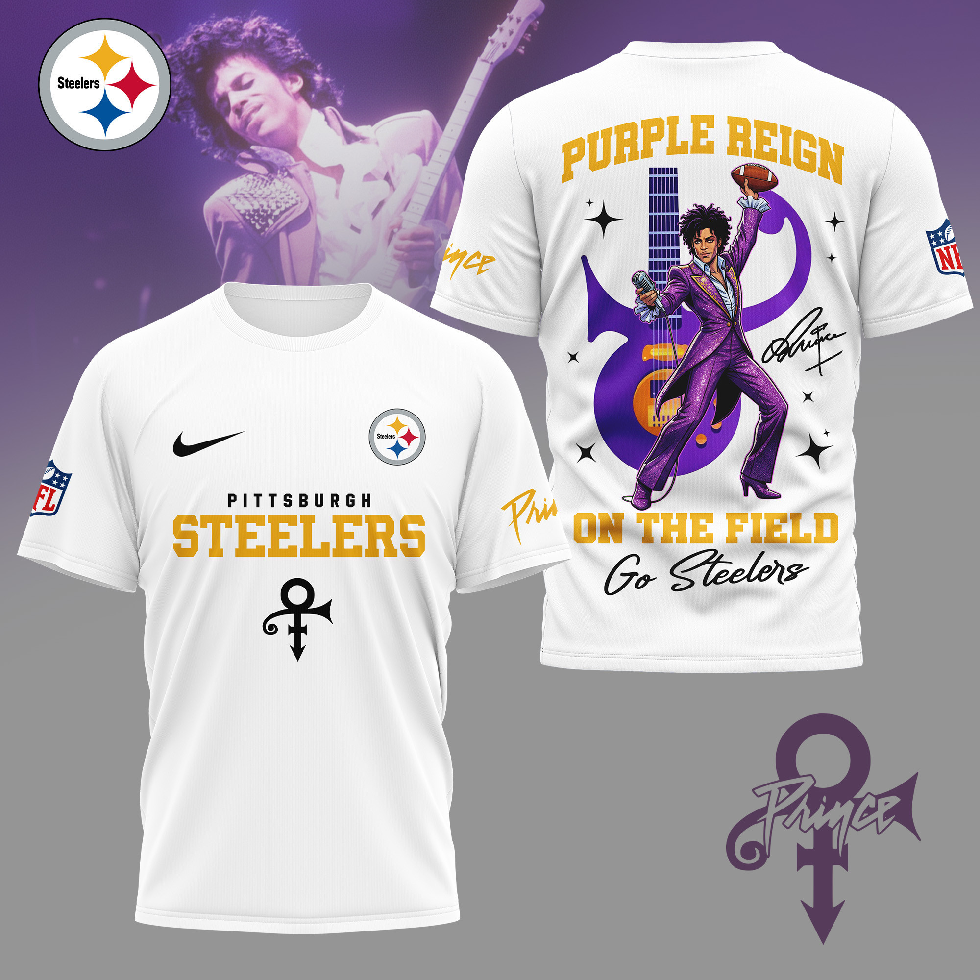 Pittsburgh Steelers | Premium NFL Prince Purple Reign Football 3D Shirt NY