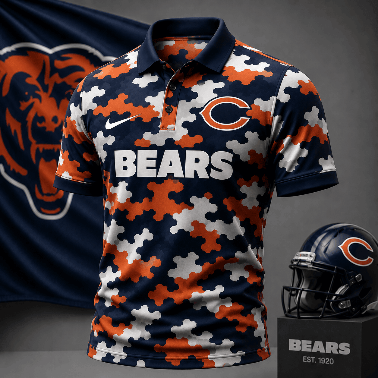 Chicago Bears | Premium NFL Camo Polo Shirt NY