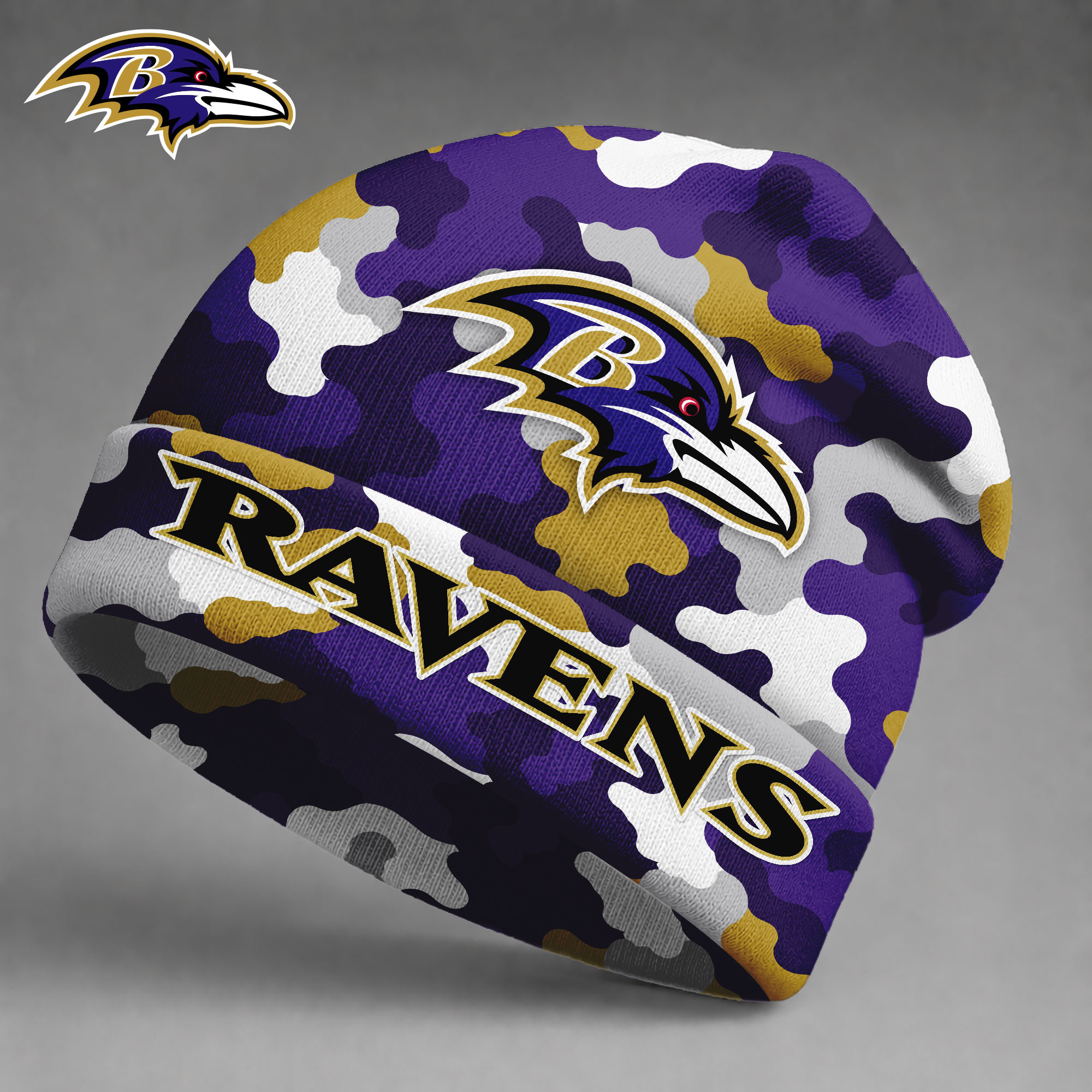 Baltimore Ravens| Premium NFL Camo Game Day Beanie Hat NY
