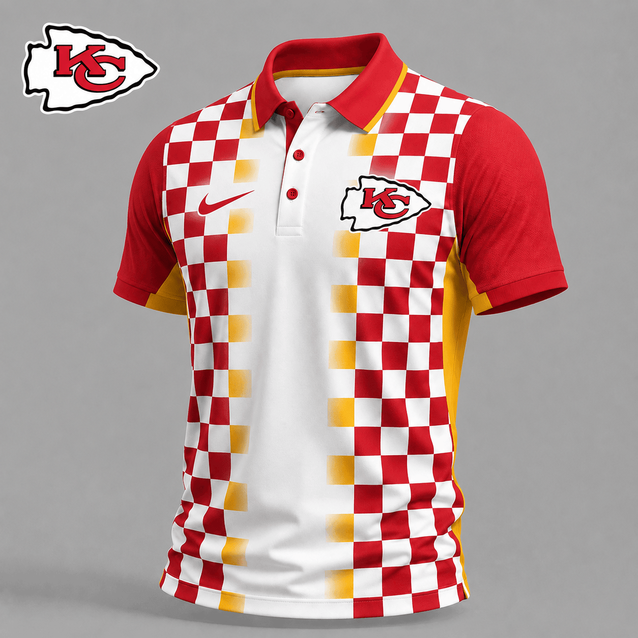 Kansas City Chiefs | Premium NFL Checkered Fade Polo Shirt NY