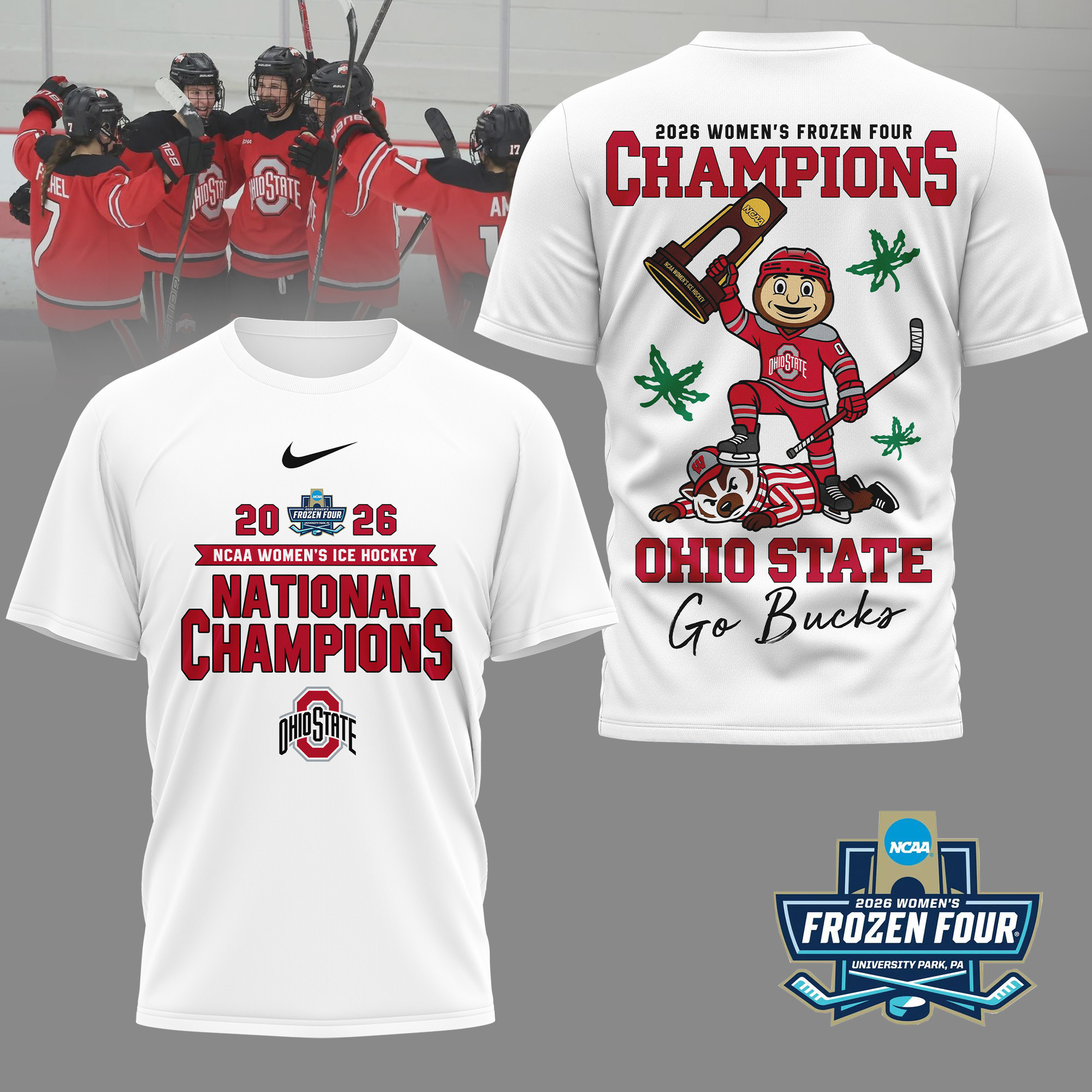 Ohio State Buckeyes | Premium NCAA Hockey Champions 3D Shirt NY