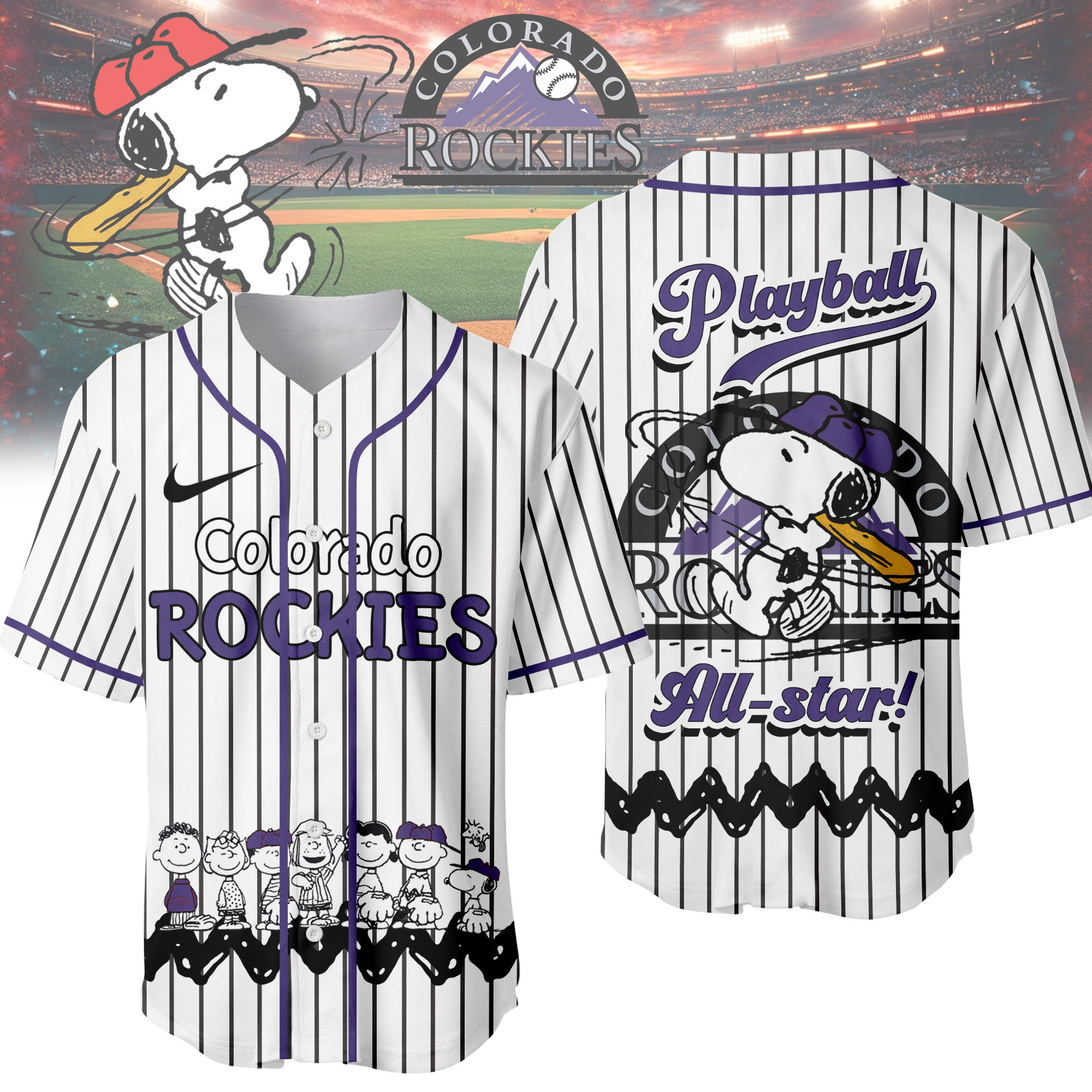 Colorado Rockies | Premium MLB Snoopy Playball Jersey HY