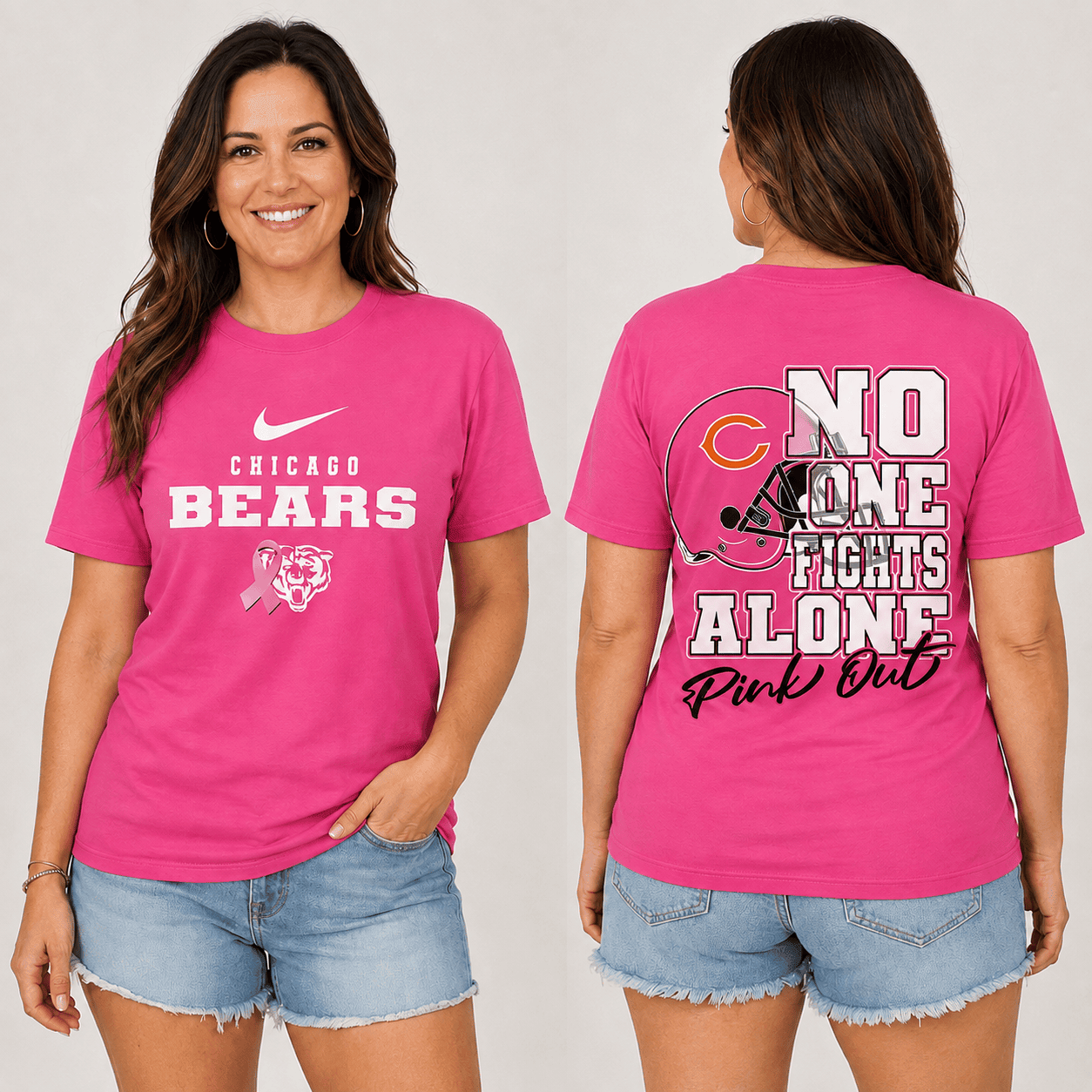 Chicago Bears | Premium NFL No One Fight Alone Pink Out T-Shirt TD