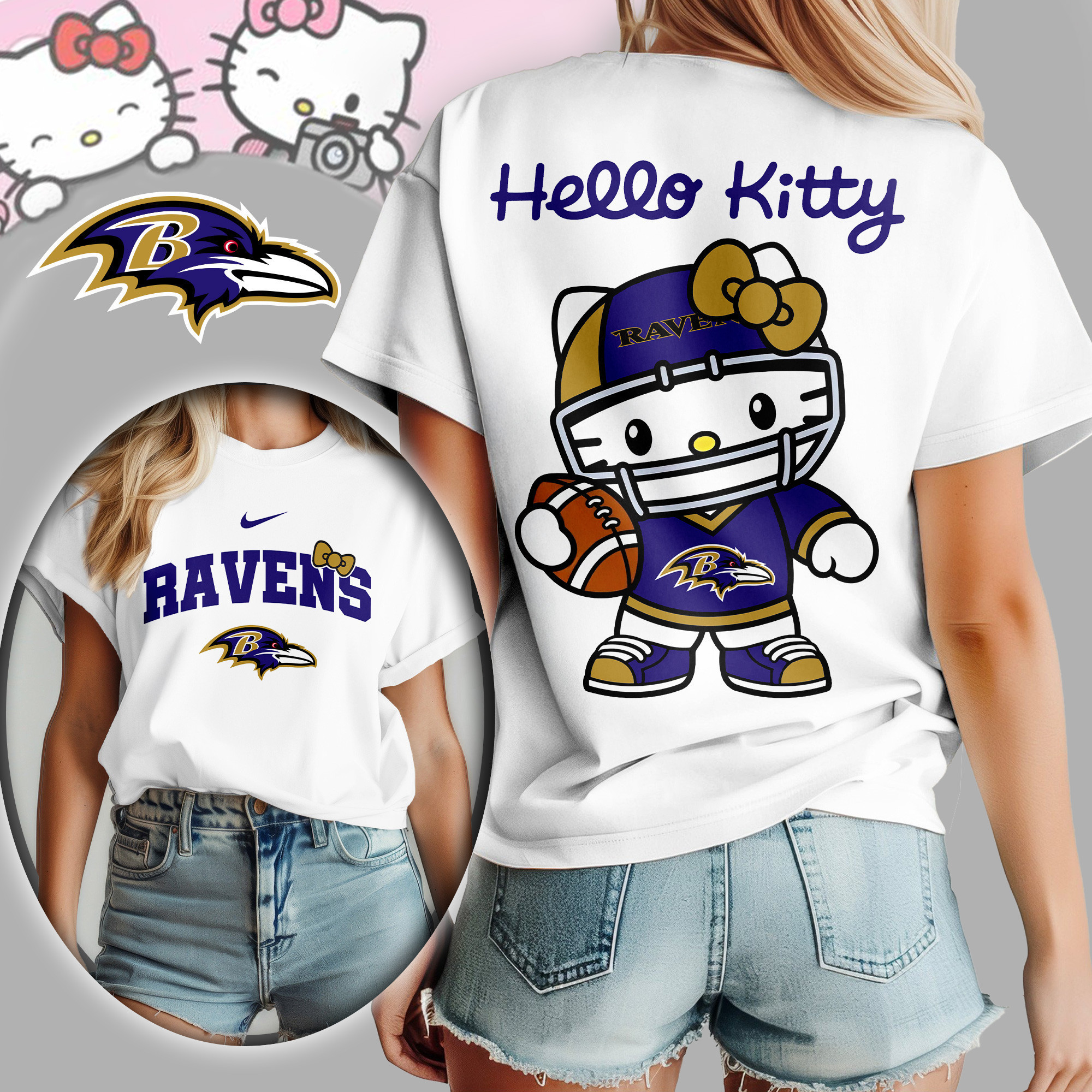 Baltimore Ravens | Premium NFL Hello Kitty Women's Shirt TD