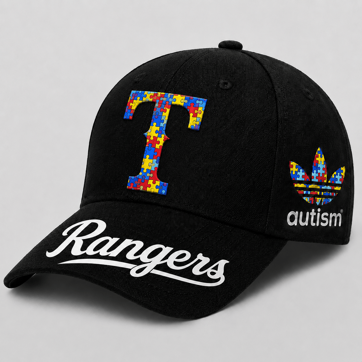 Texas Rangers | Premium MLB Puzzle Heart Autism Baseball Cap