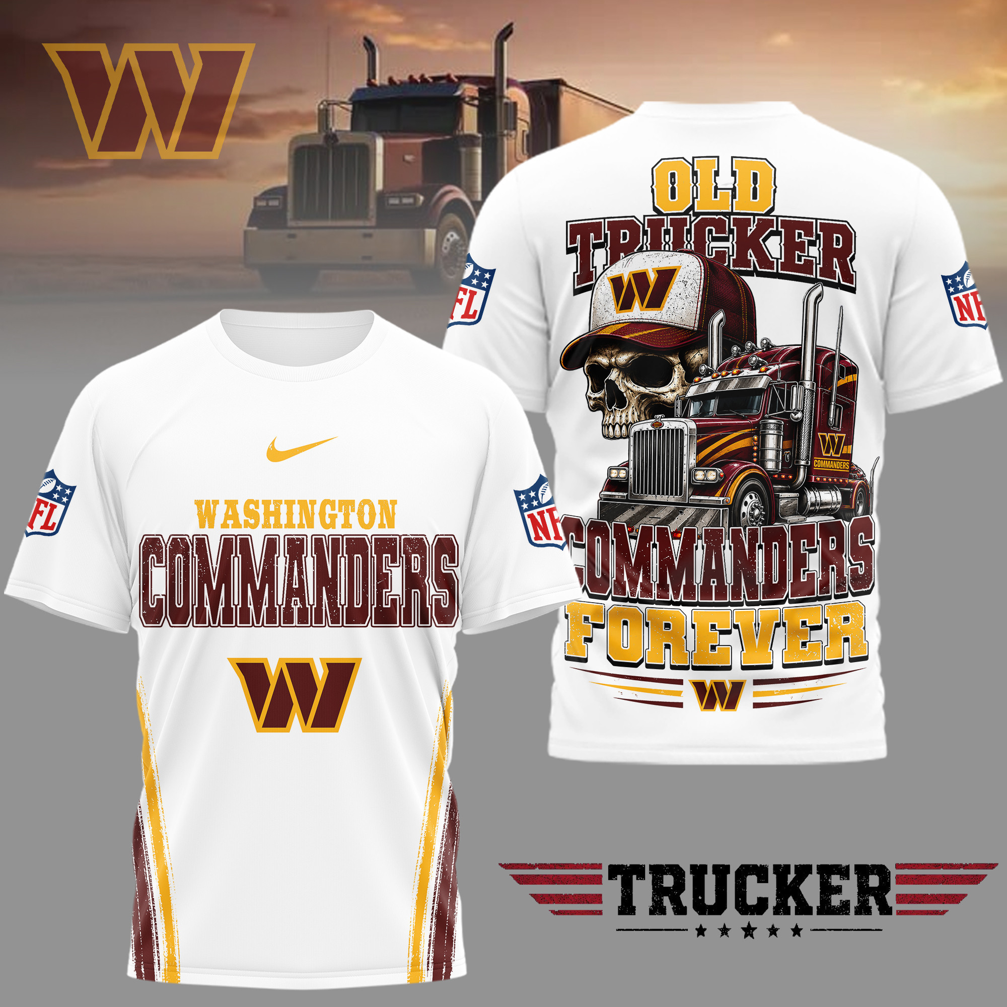 Washington Commanders | Premium NFL Old Trucker Fan 3D Shirt TD